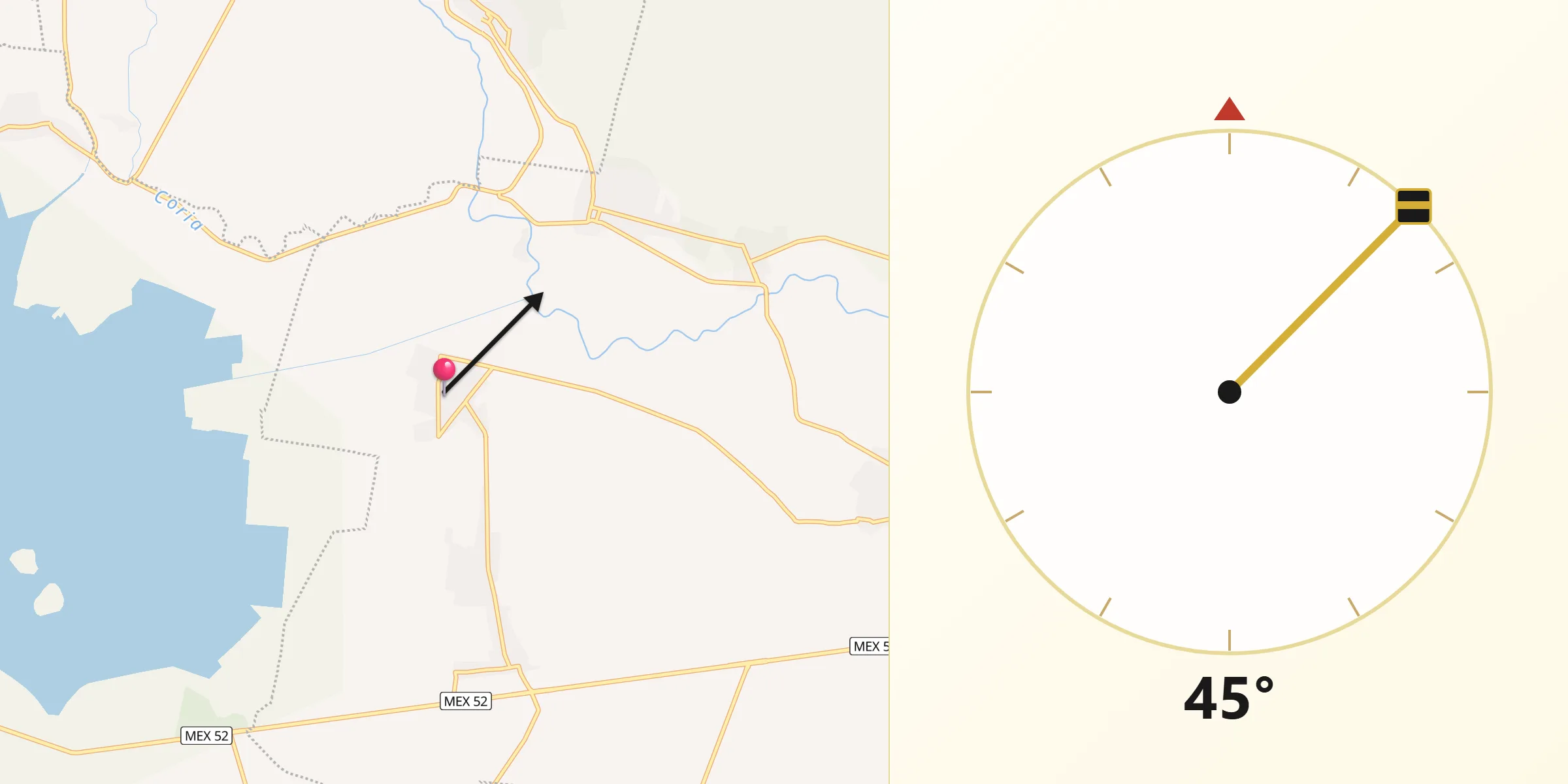 Dirección de la Qibla desde Puerta del Monte