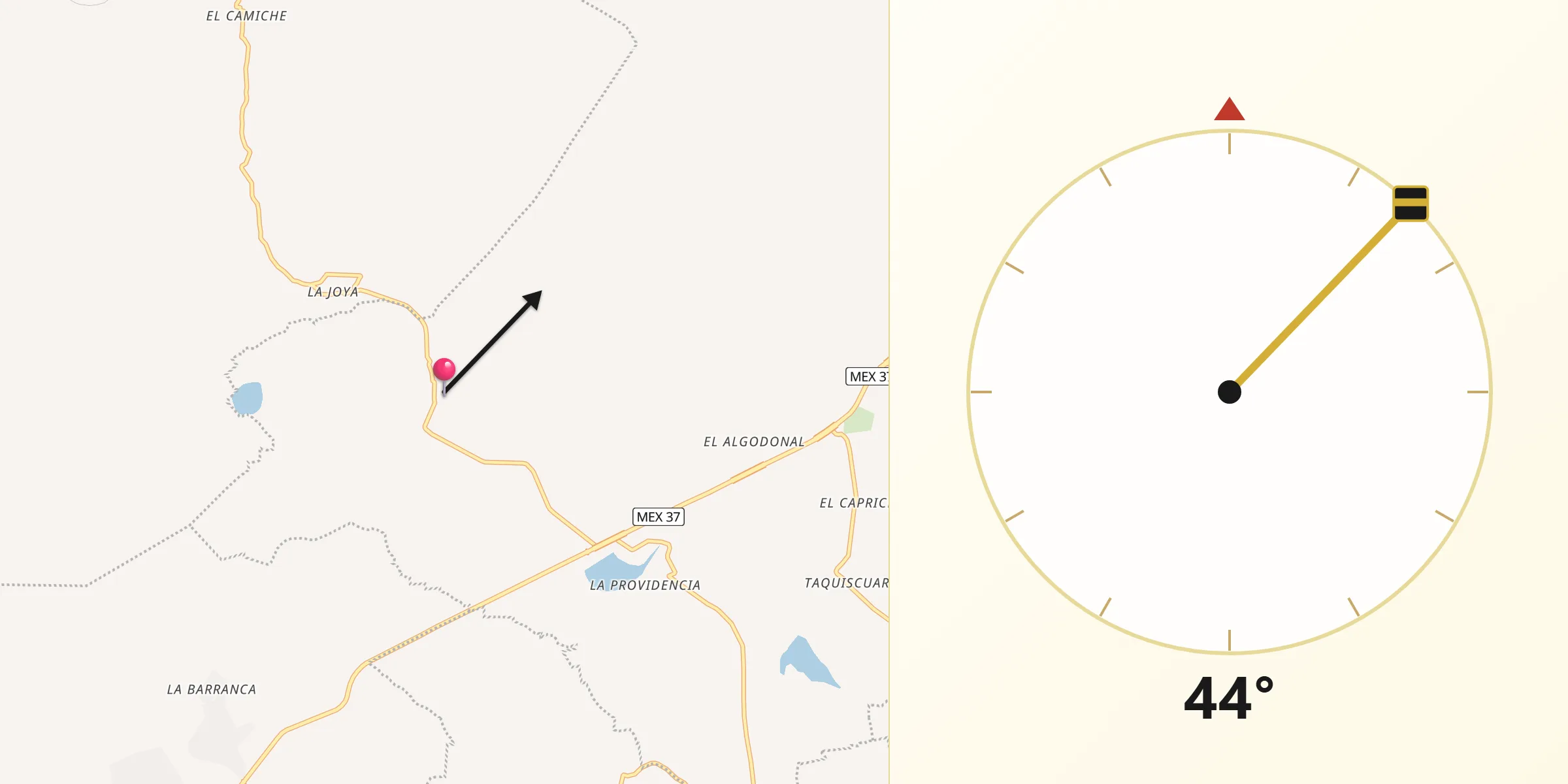 Dirección de la Qibla desde Los Guajes