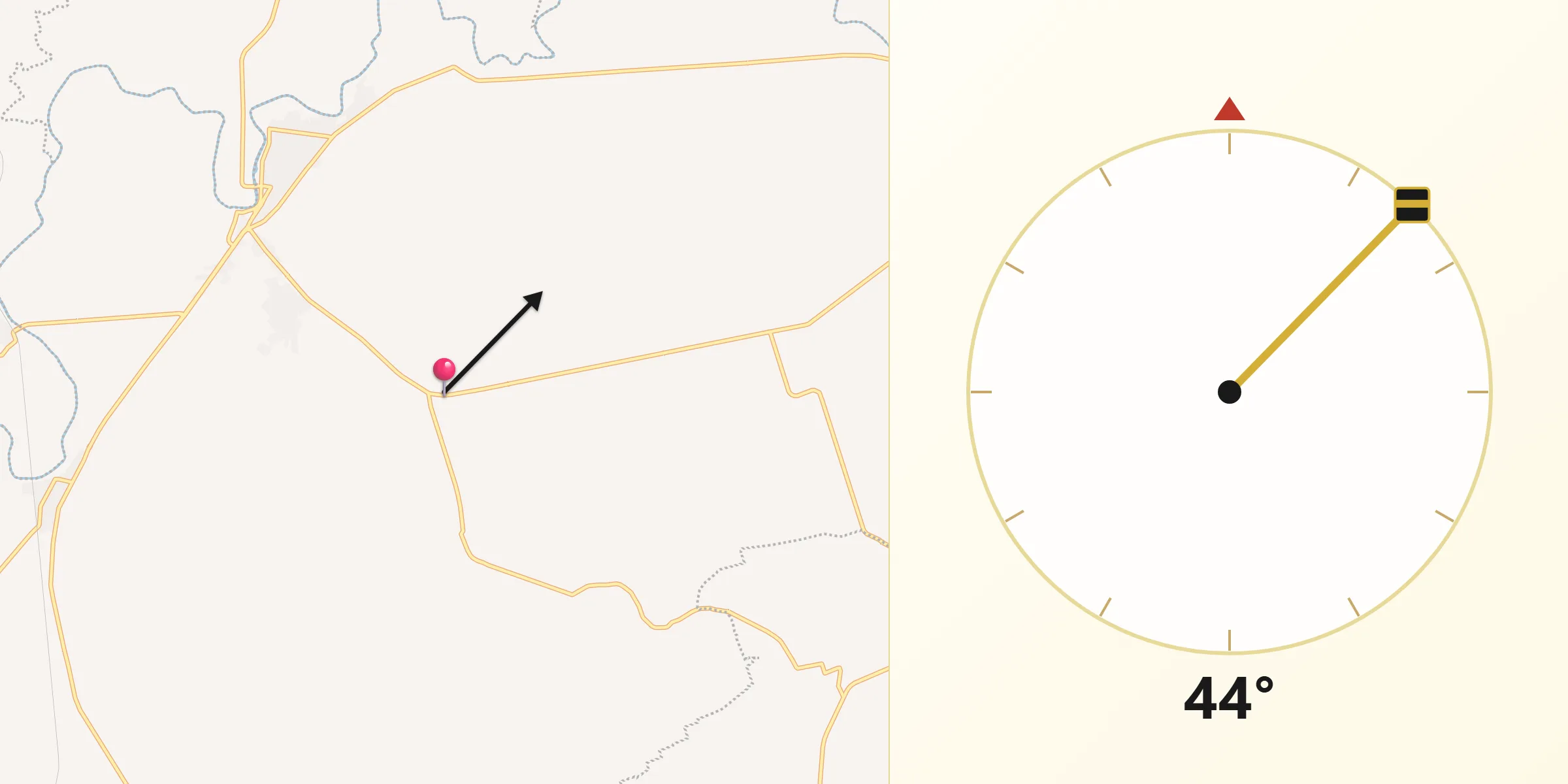 Dirección de la Qibla desde La Calera (Nacimientos)