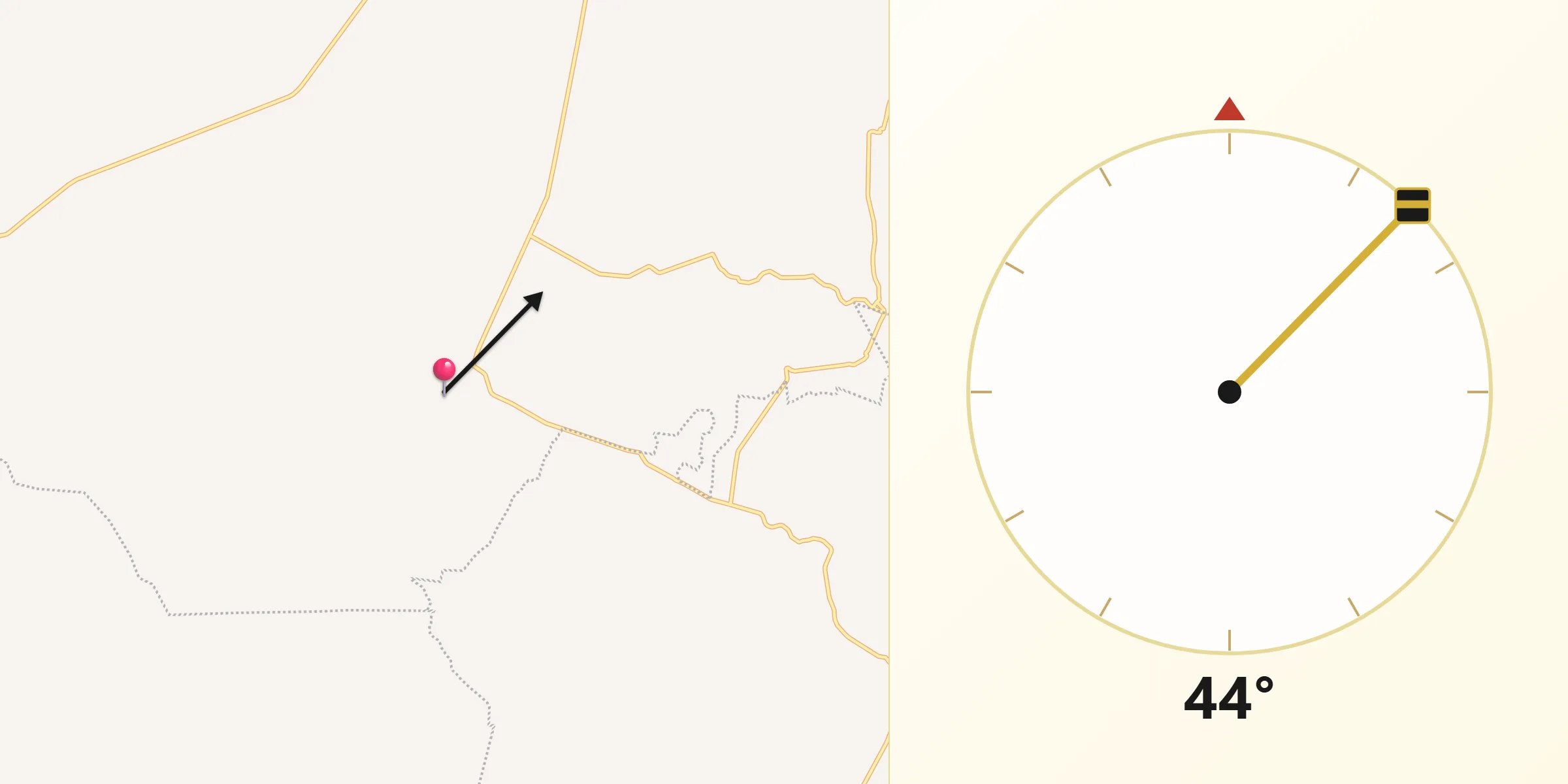Dirección de la Qibla desde Jícamas
