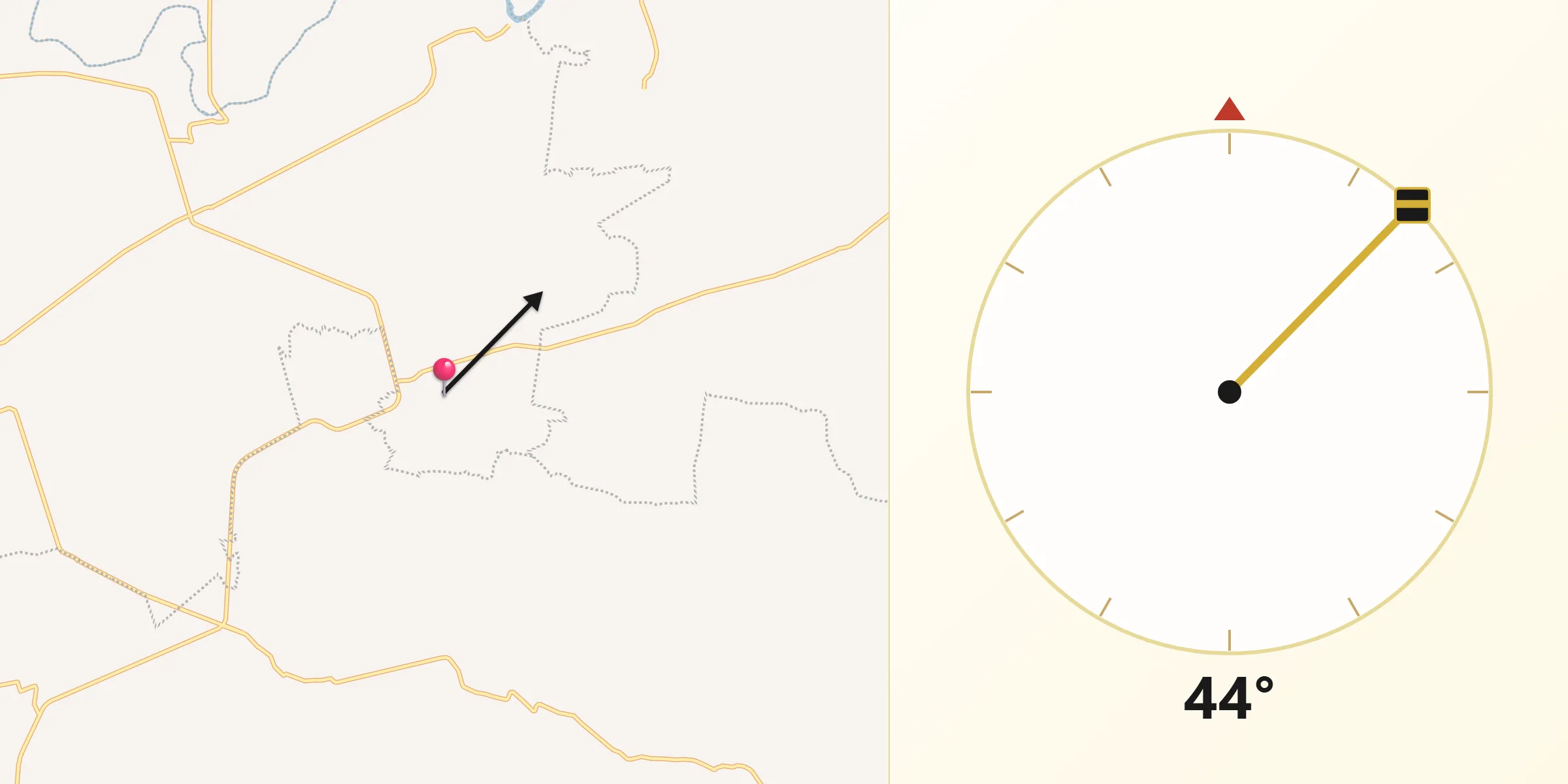 Dirección de la Qibla desde San José Huipana