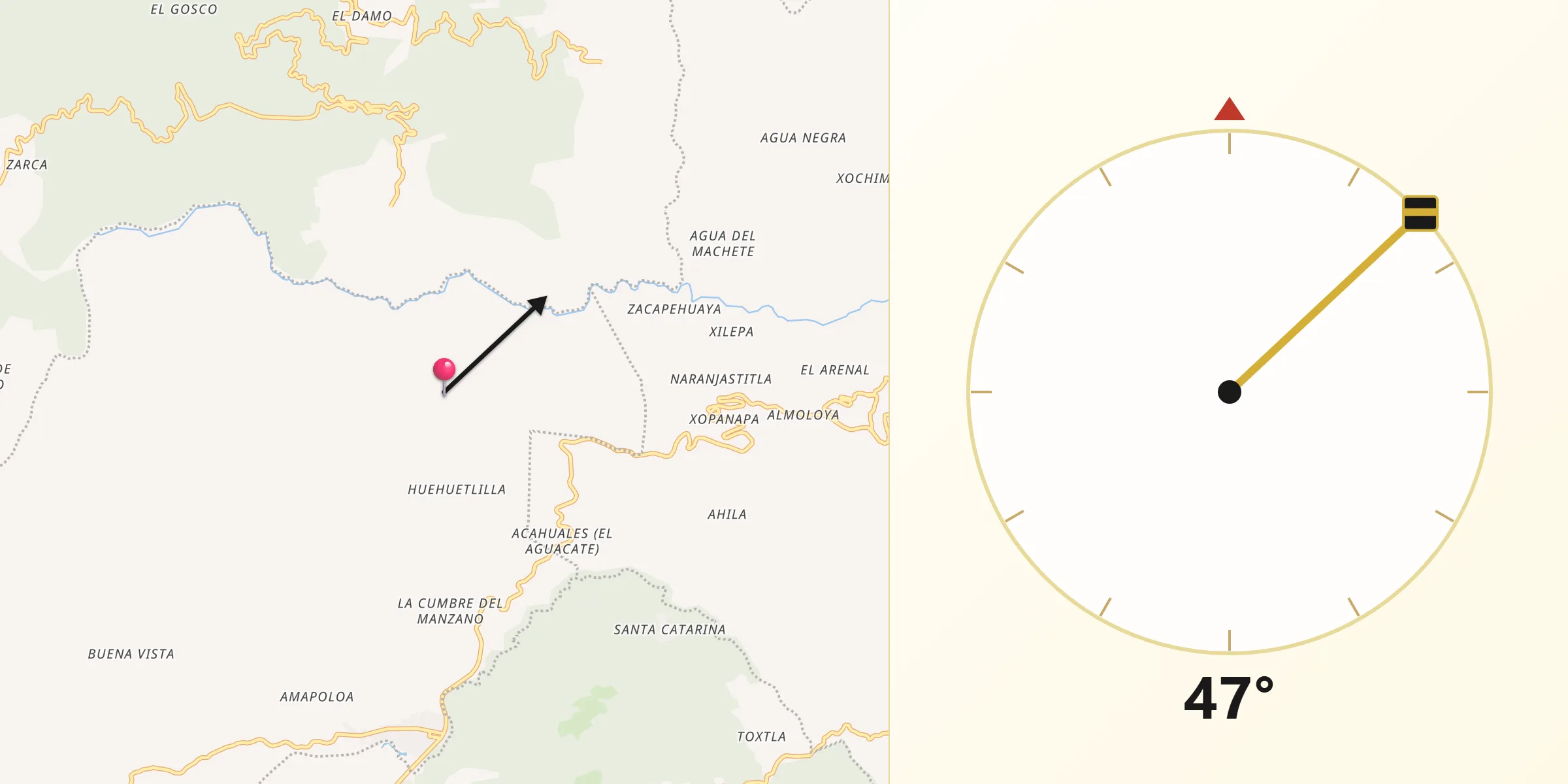 Dirección de la Qibla desde Chila de Juárez