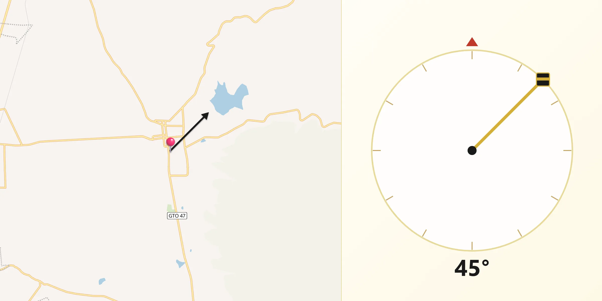 Dirección de la Qibla desde Tarimoro