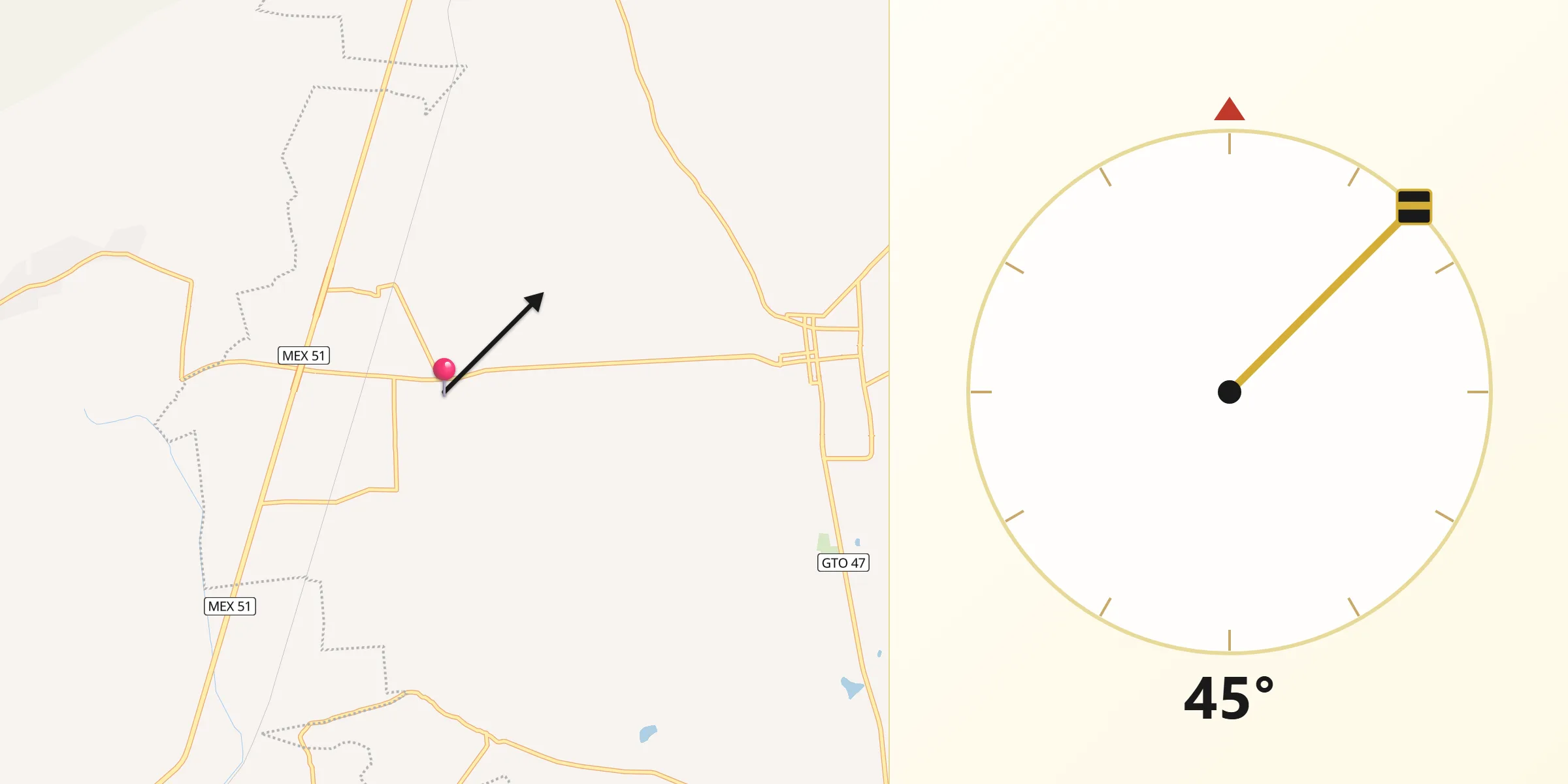 Dirección de la Qibla desde La Moncada