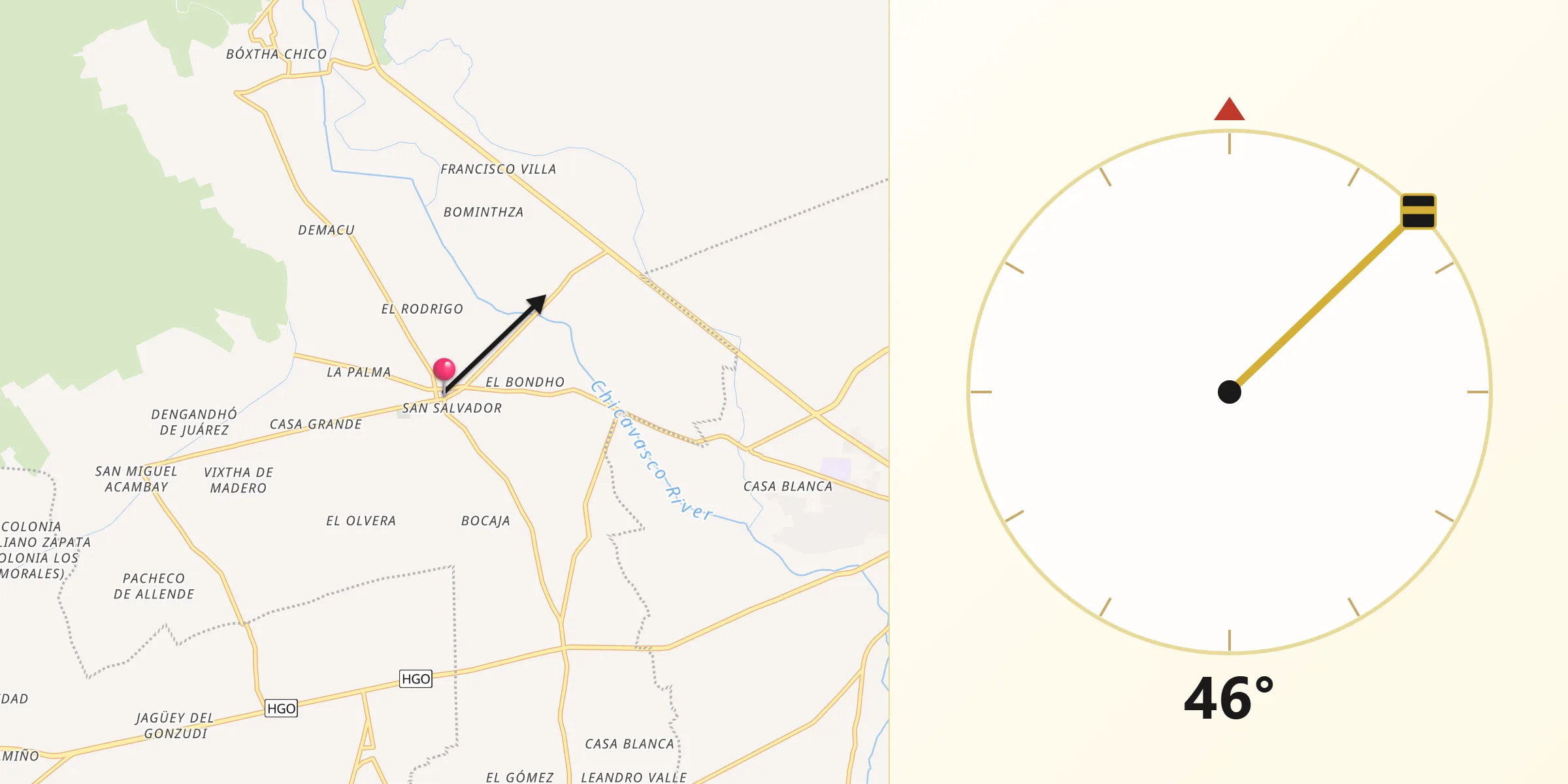 Dirección de la Qibla desde San Salvador