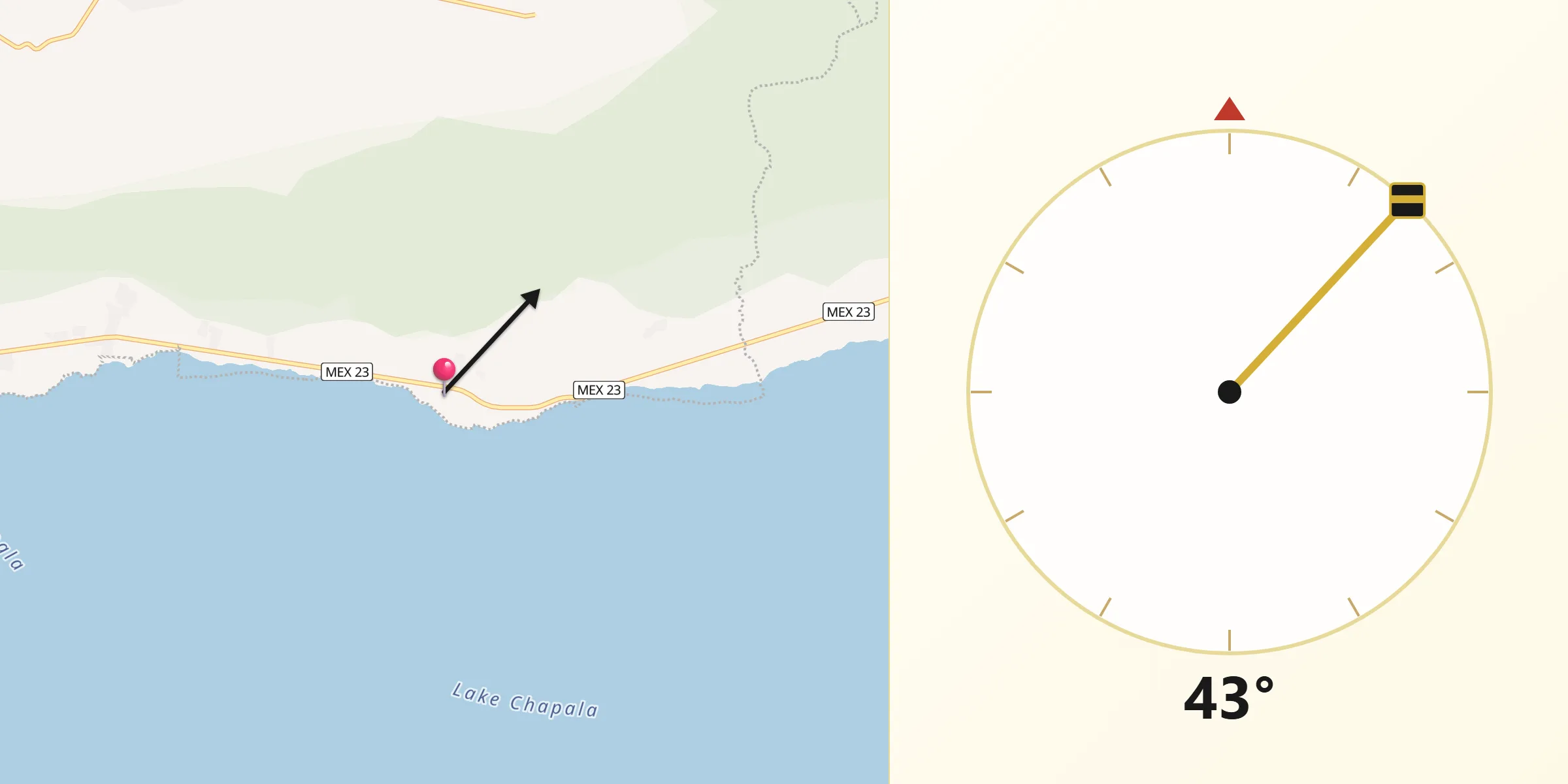 Dirección de la Qibla desde San Juan Cosalá