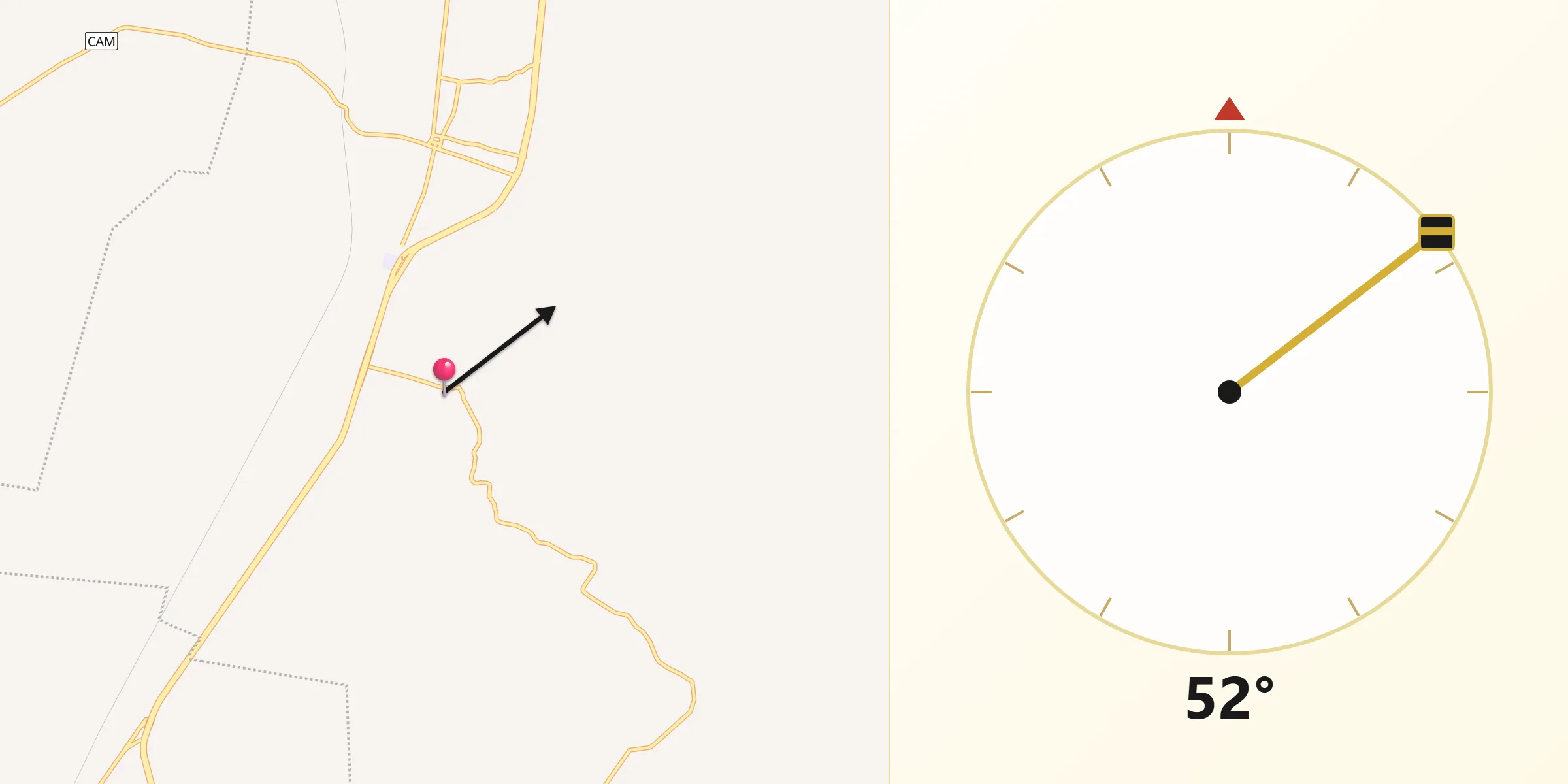 Dirección de la Qibla desde Bacabchén