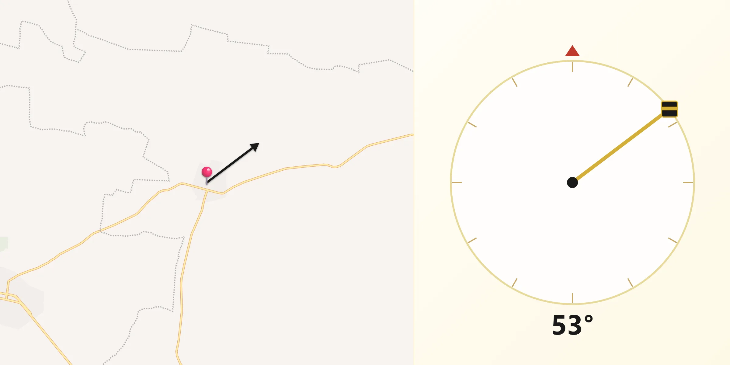 Dirección de la Qibla desde Pencuyut