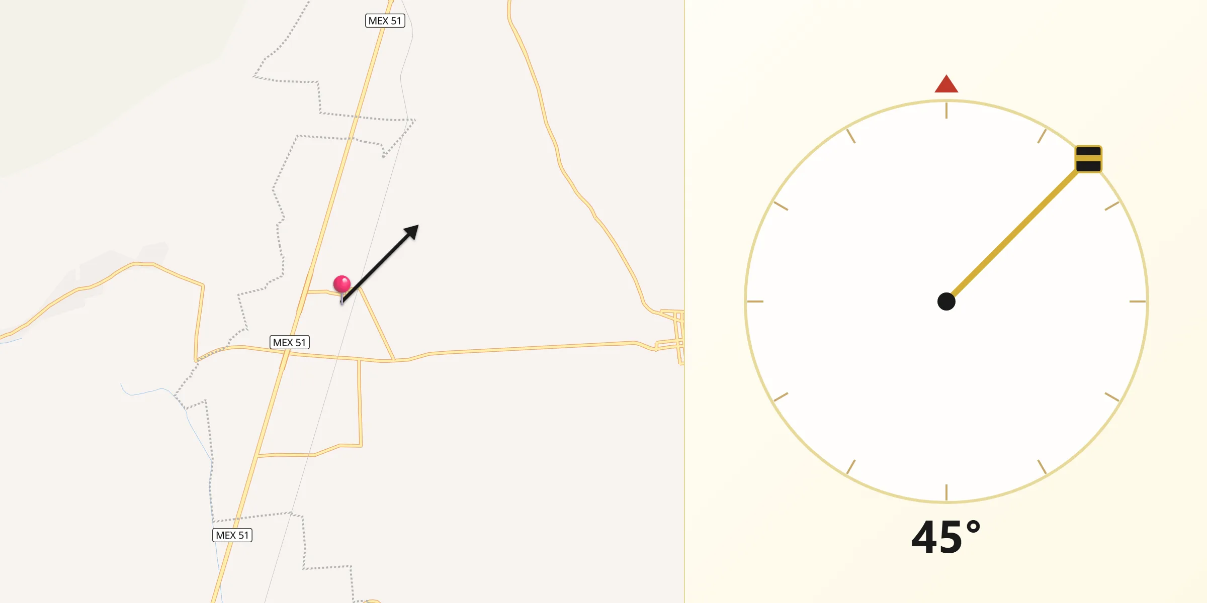 Dirección de la Qibla desde Galerade Panales