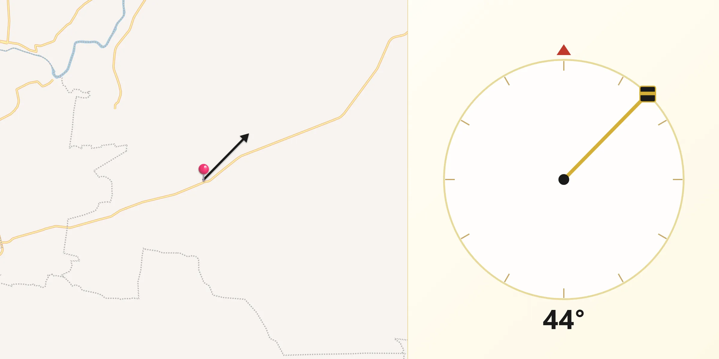 Dirección de la Qibla desde Las Cañas