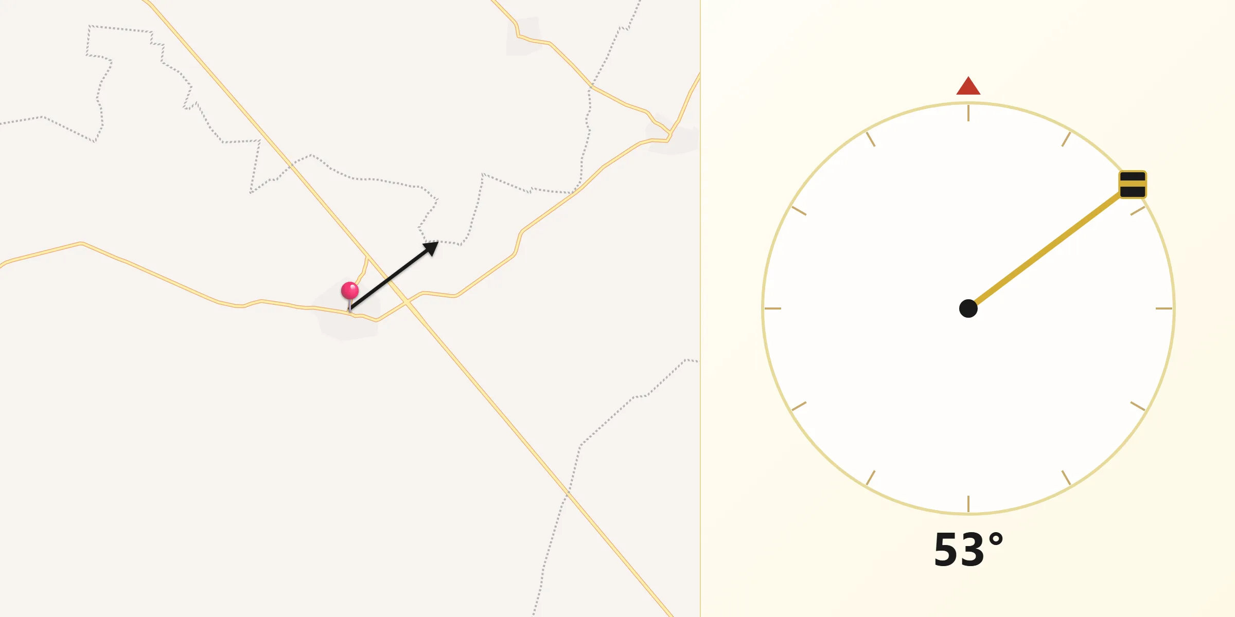 Dirección de la Qibla desde Xaya