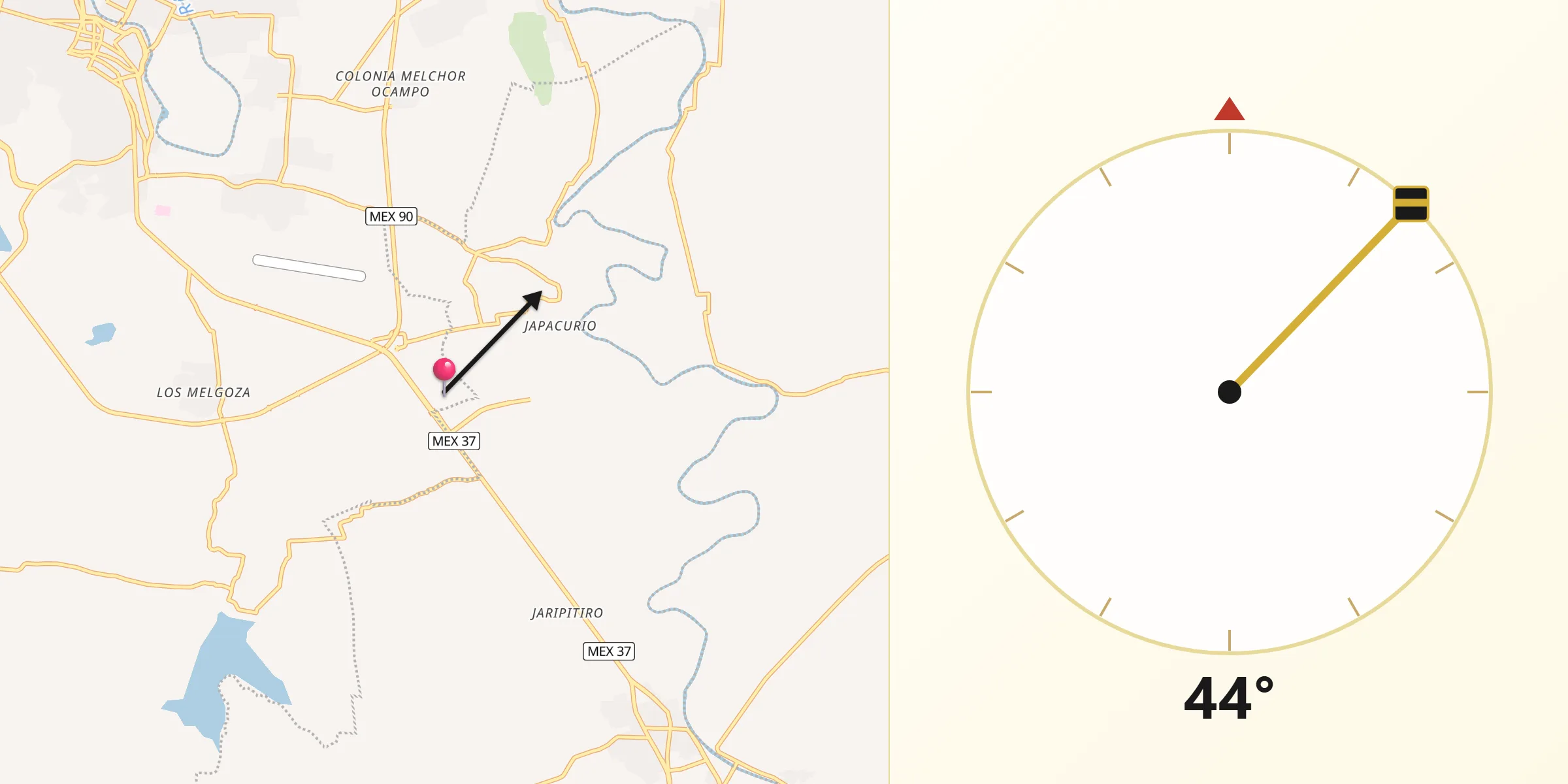 Dirección de la Qibla desde Las Cañadas