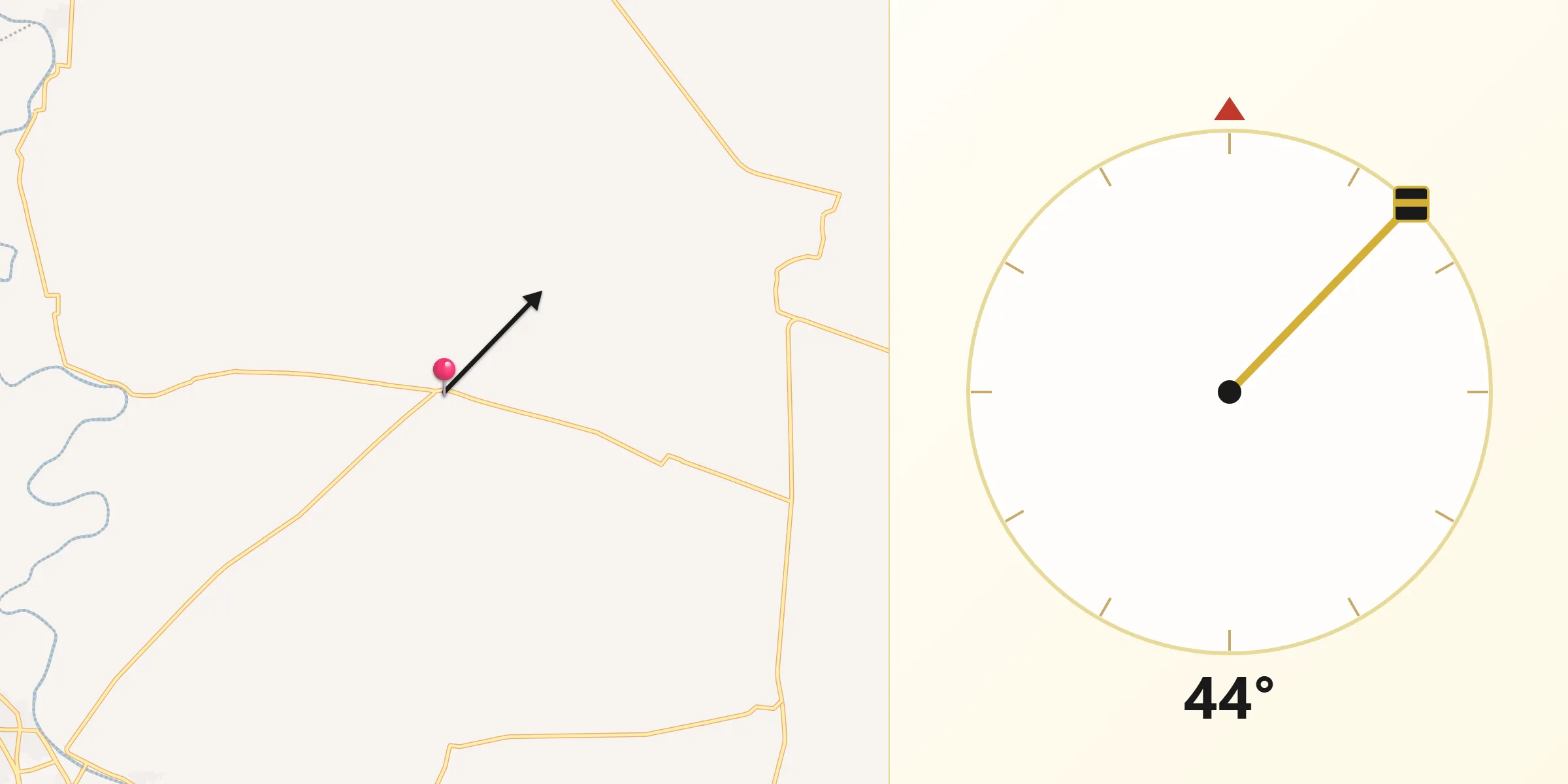 Dirección de la Qibla desde Mezquite de Luna