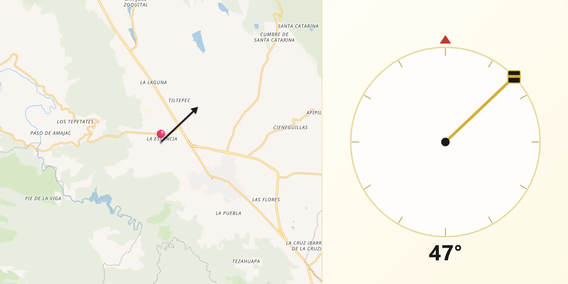 Dirección de la Qibla desde La Estancia