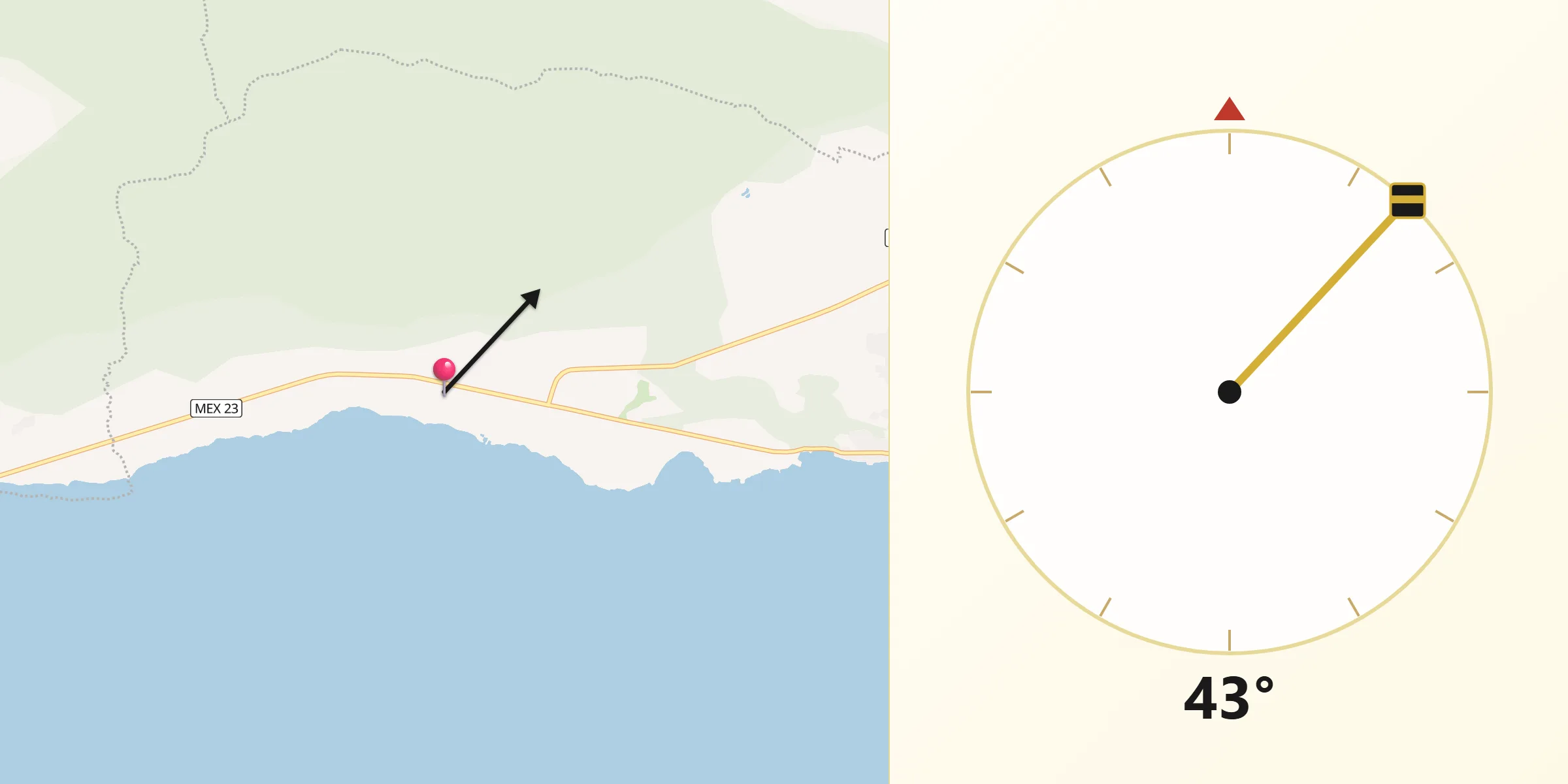Dirección de la Qibla desde Ajijic