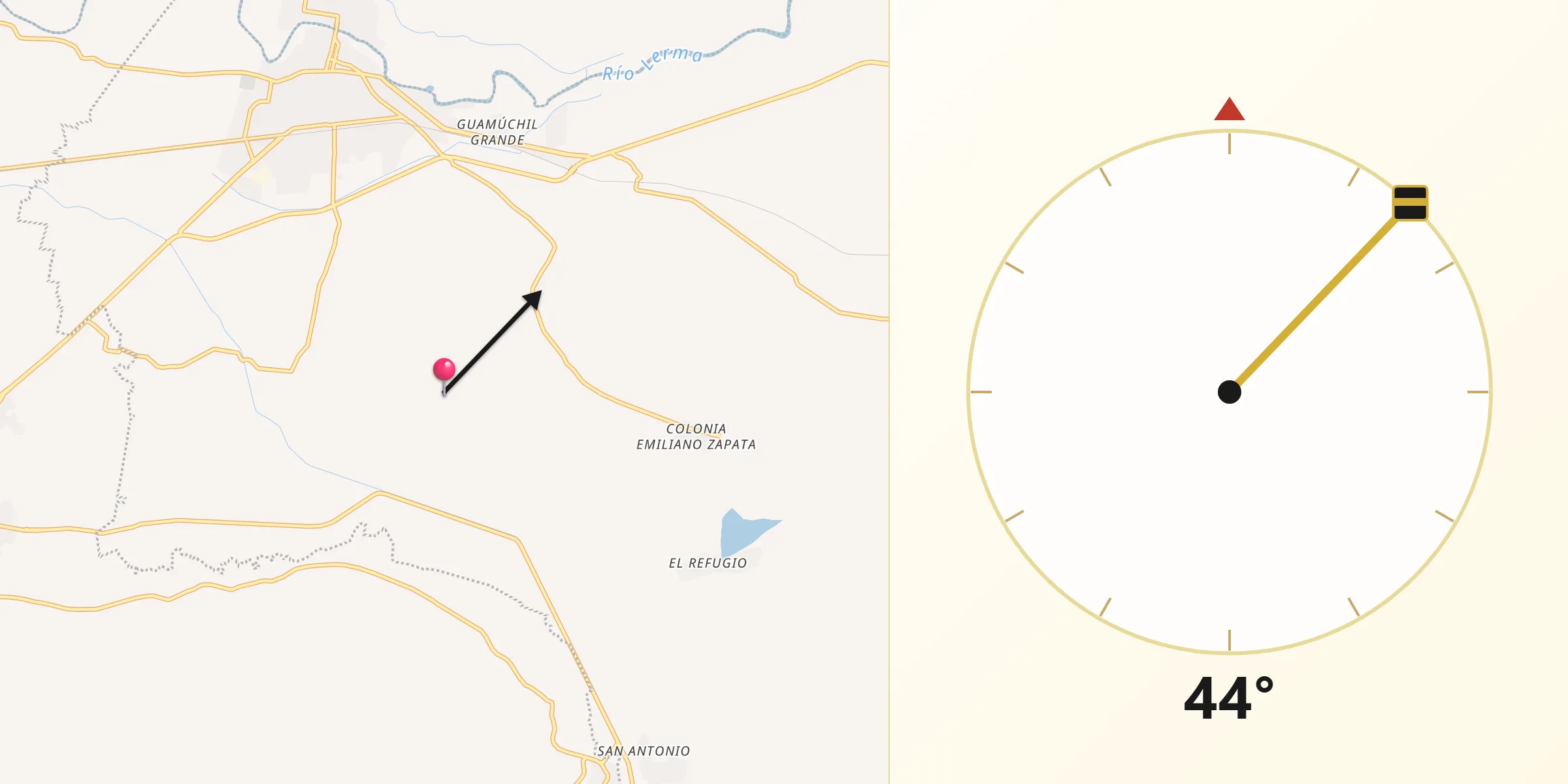 Dirección de la Qibla desde Poncitlán