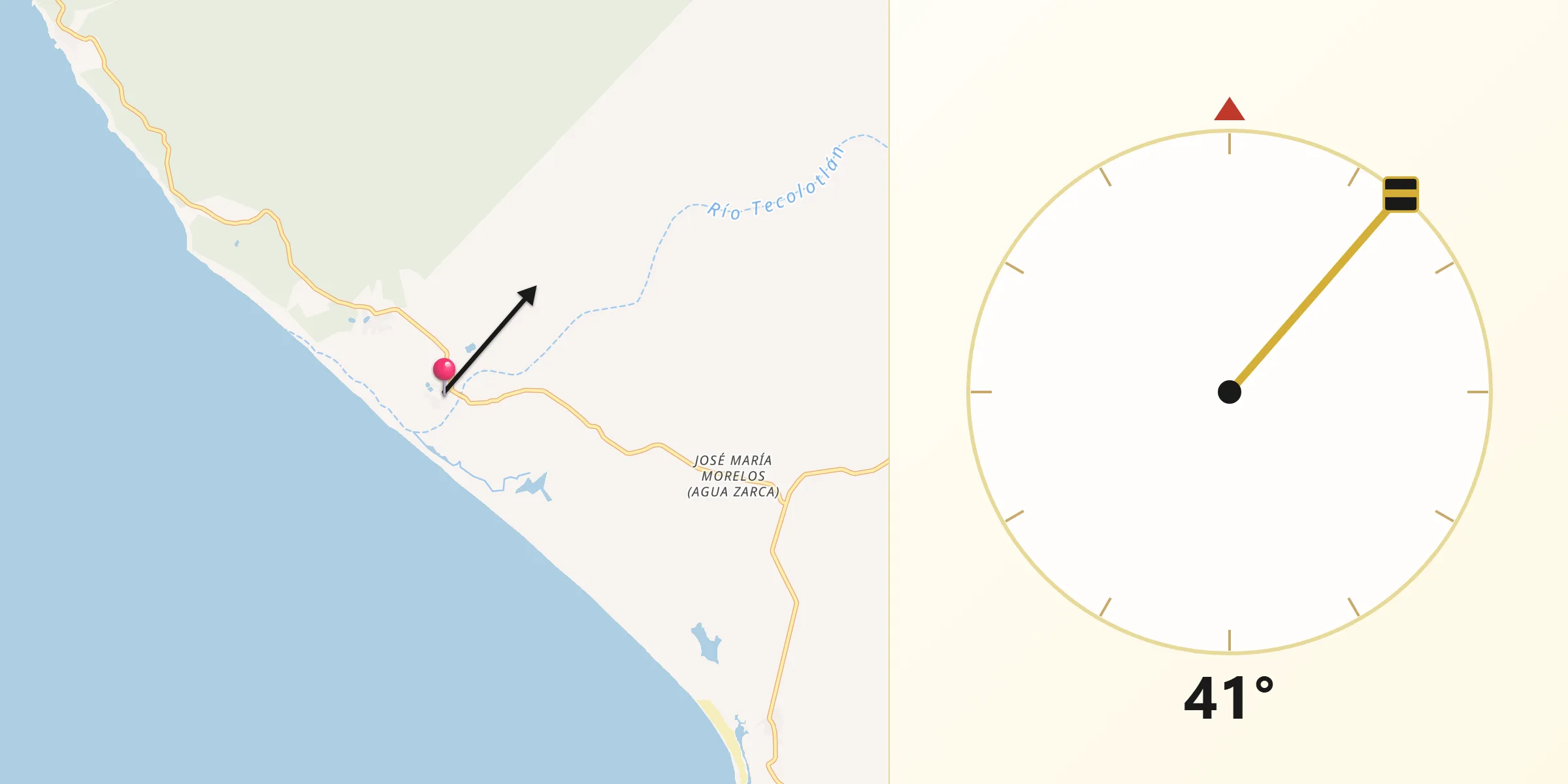 Dirección de la Qibla desde Aquiles Serdán