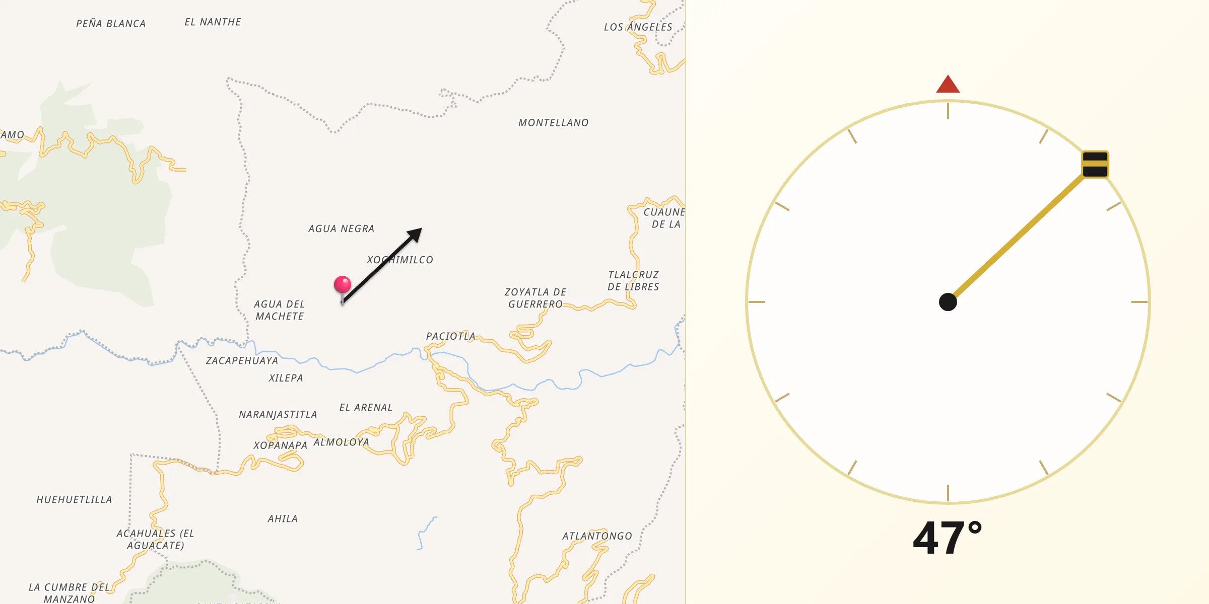 Dirección de la Qibla desde San Pablito