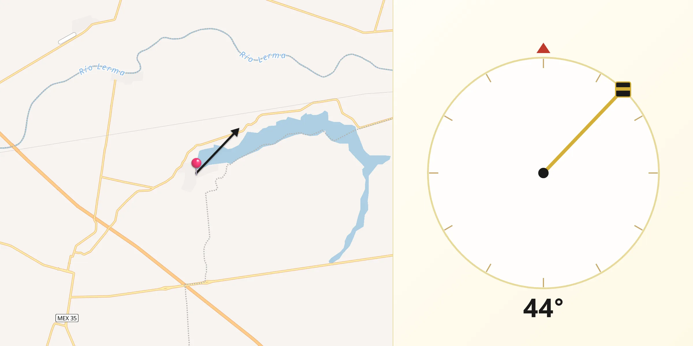 Dirección de la Qibla desde El Alvareño