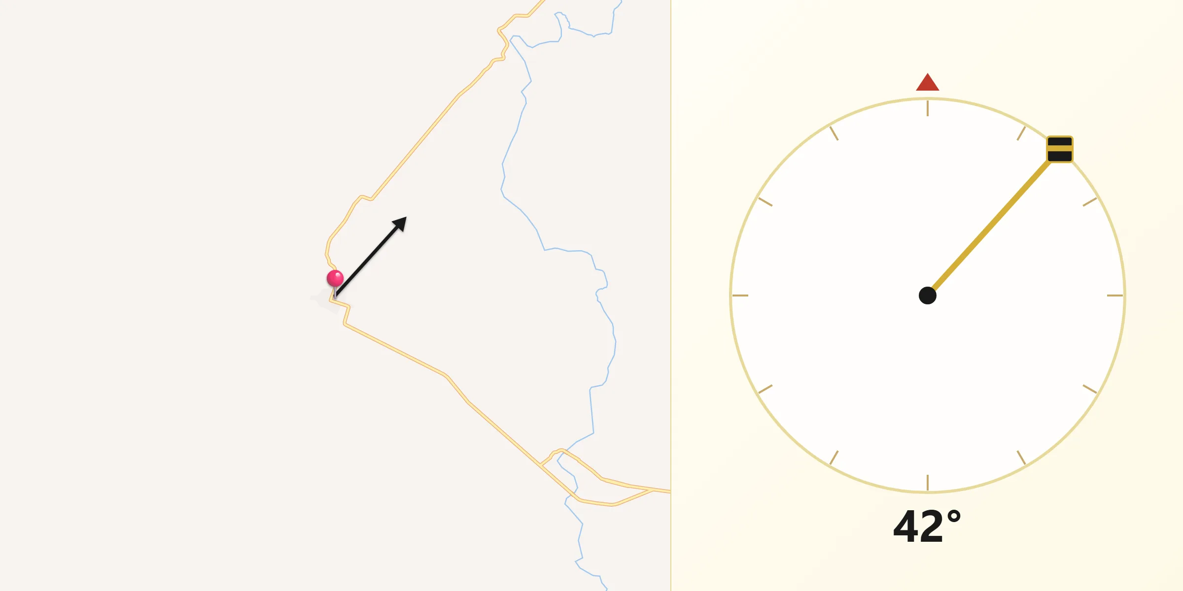Dirección de la Qibla desde Soyatlán del Oro