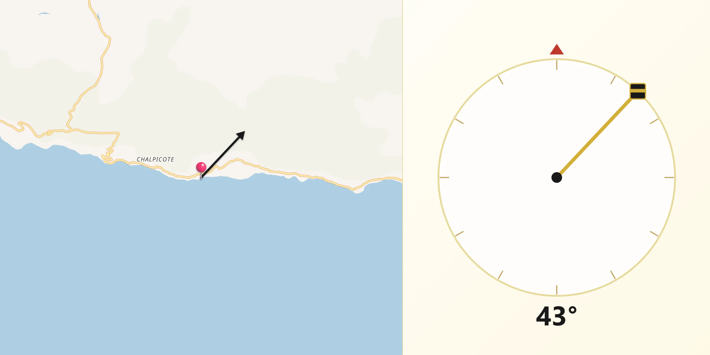 Dirección de la Qibla desde La Zapotera