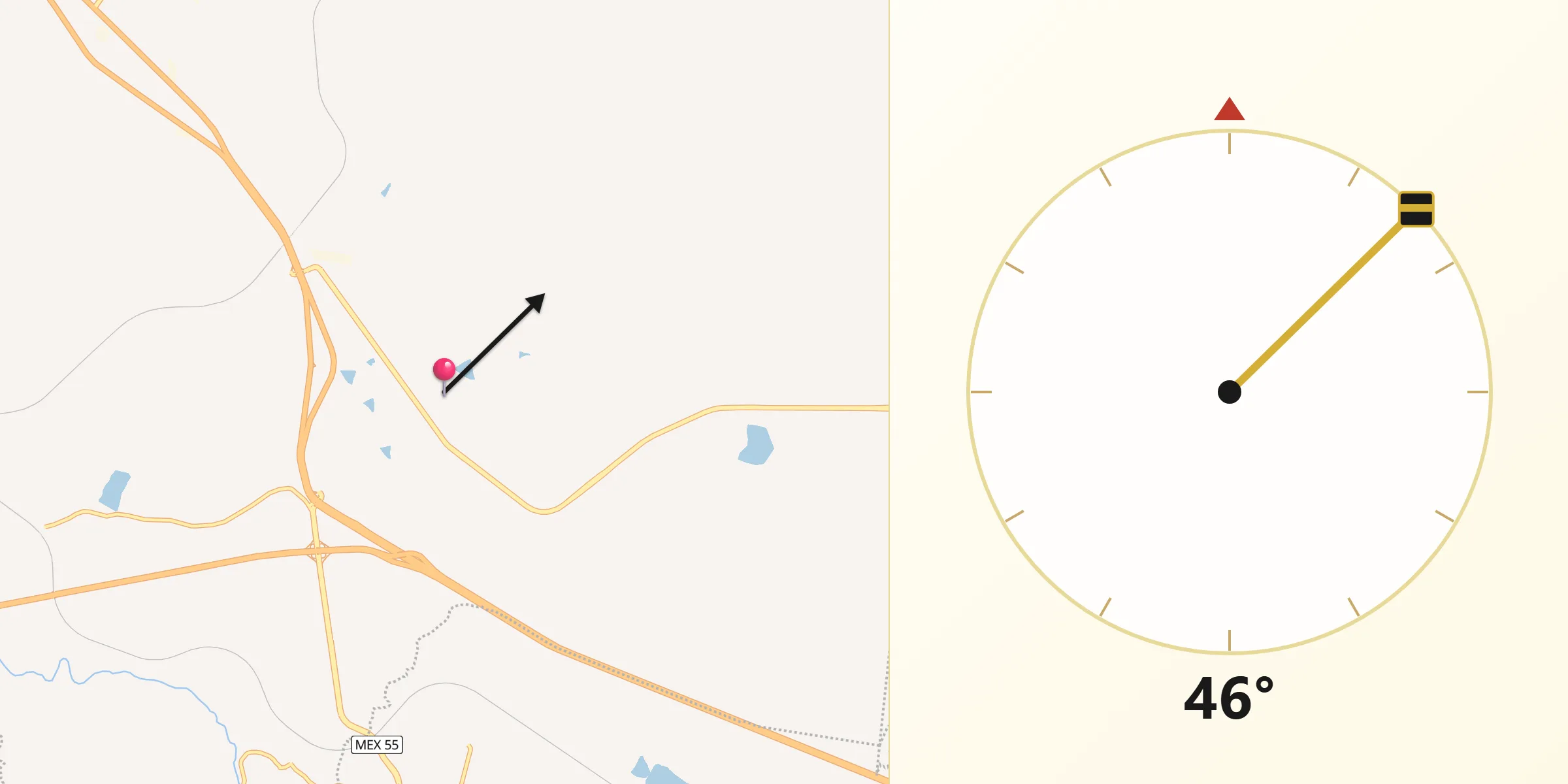 Dirección de la Qibla desde Puerta de Palmillas