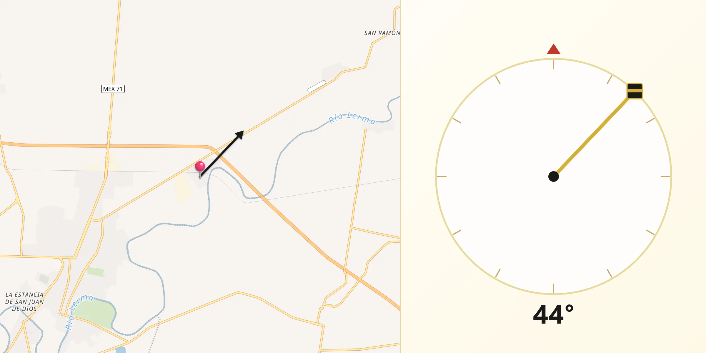 Dirección de la Qibla desde Zalamea