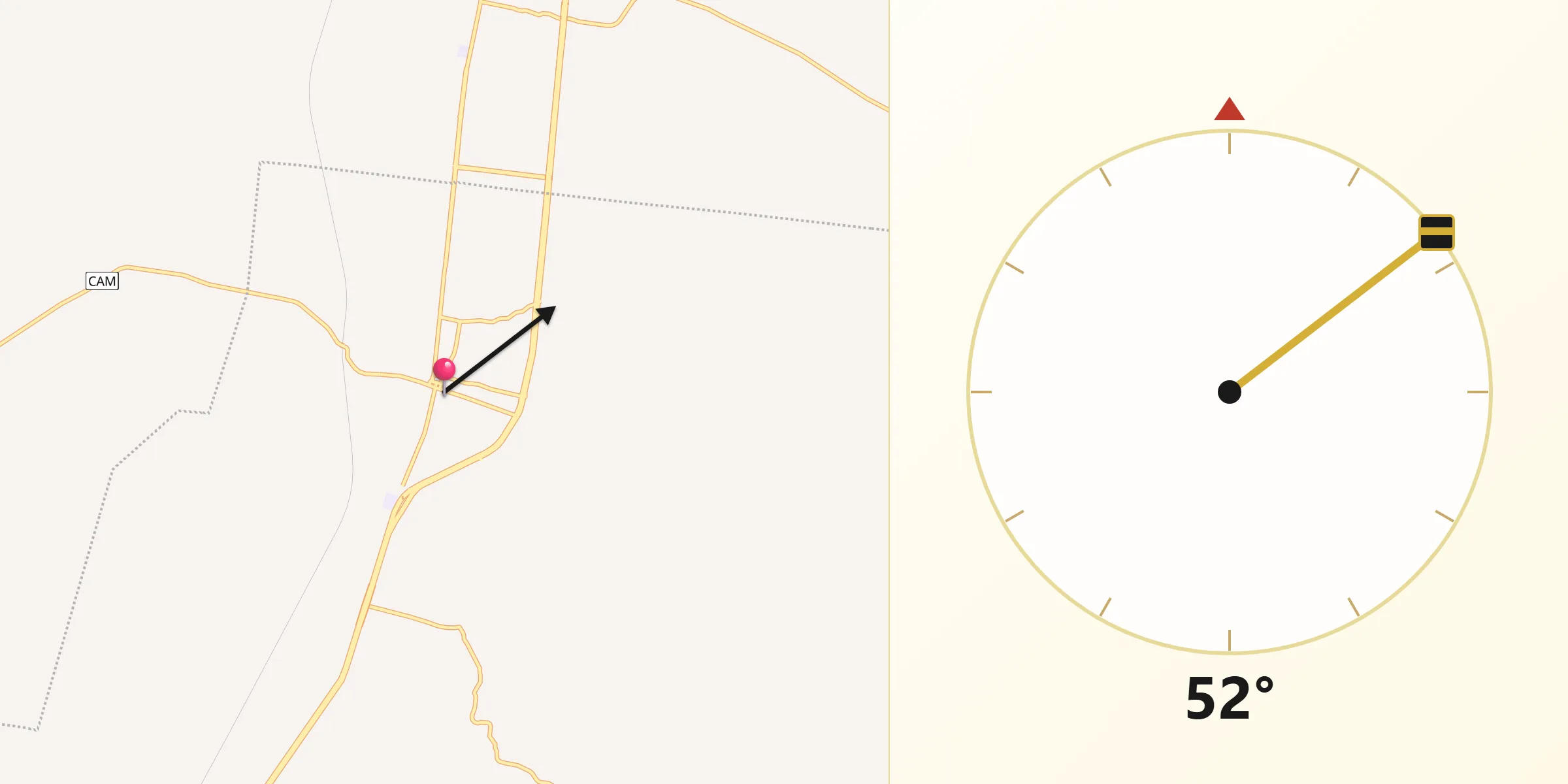 Dirección de la Qibla desde Dzitbalché