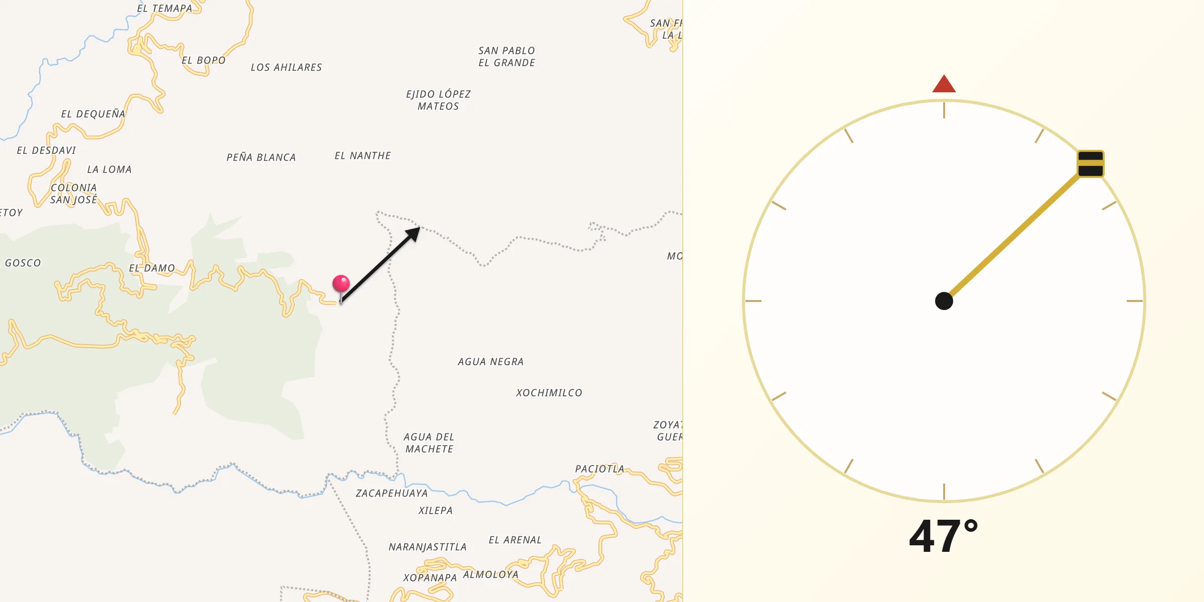 Dirección de la Qibla desde San Nicolás