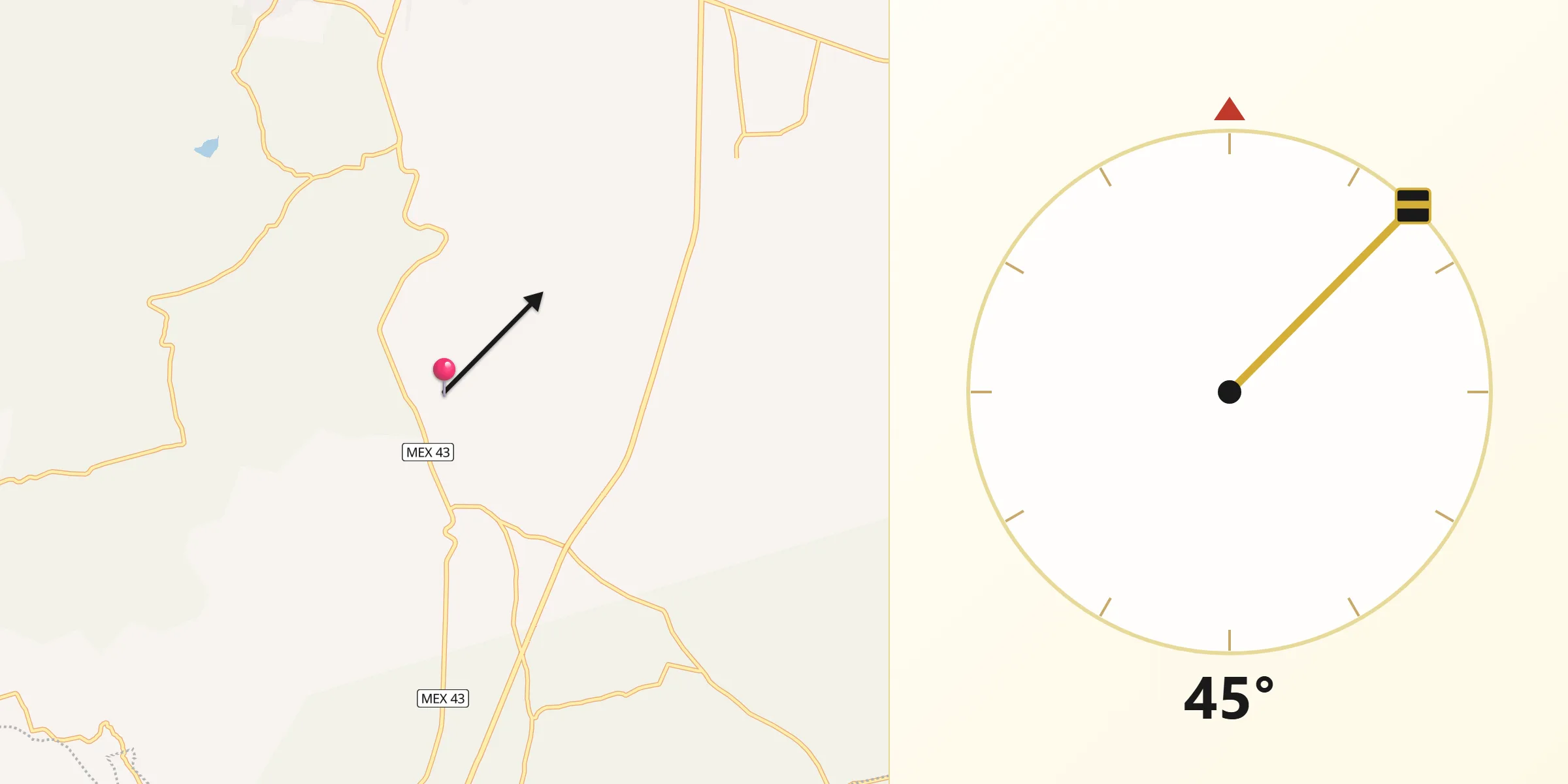 Dirección de la Qibla desde San Jerónimo de Araceo