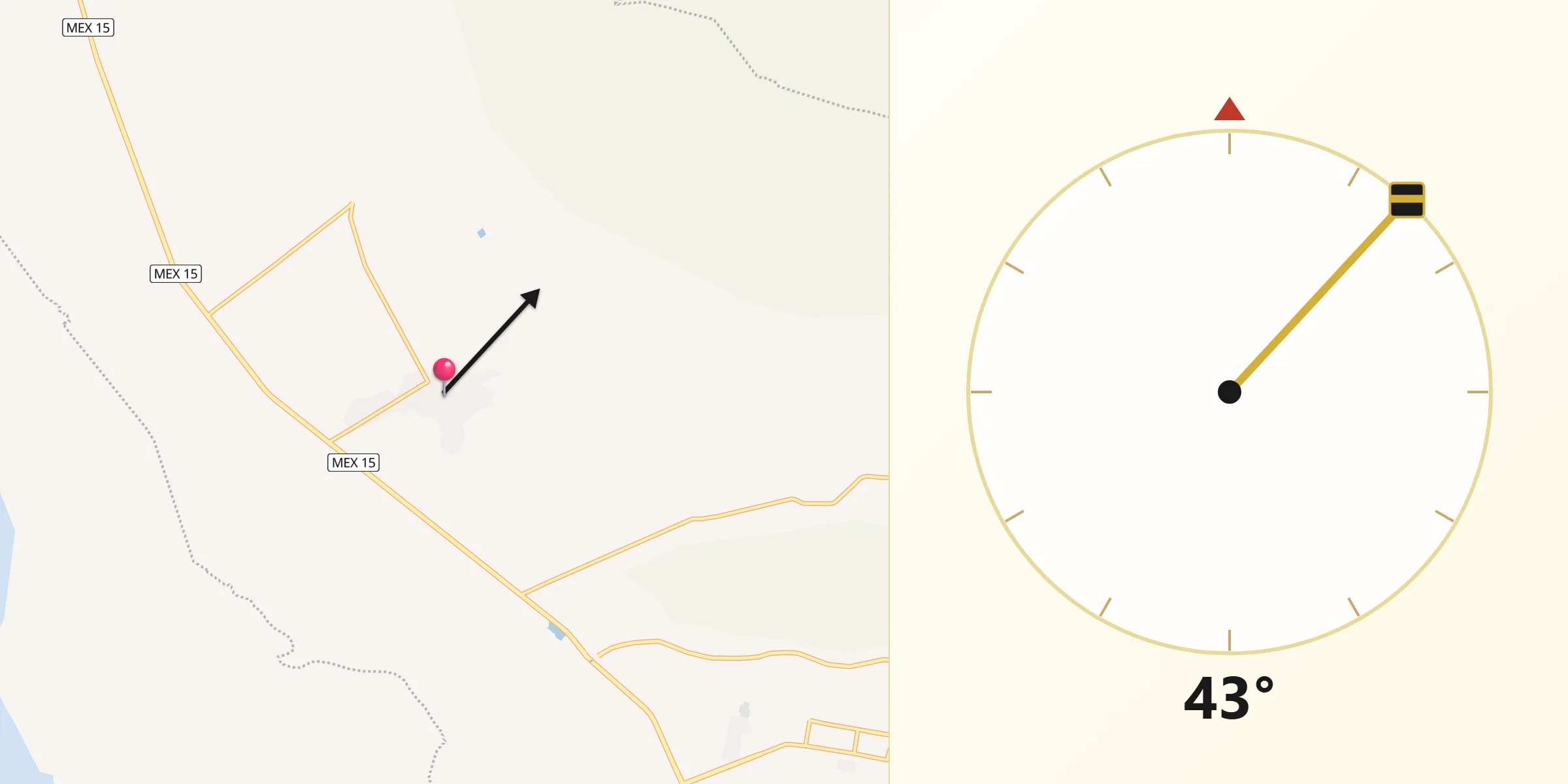 Dirección de la Qibla desde Zapotitán de Hidalgo