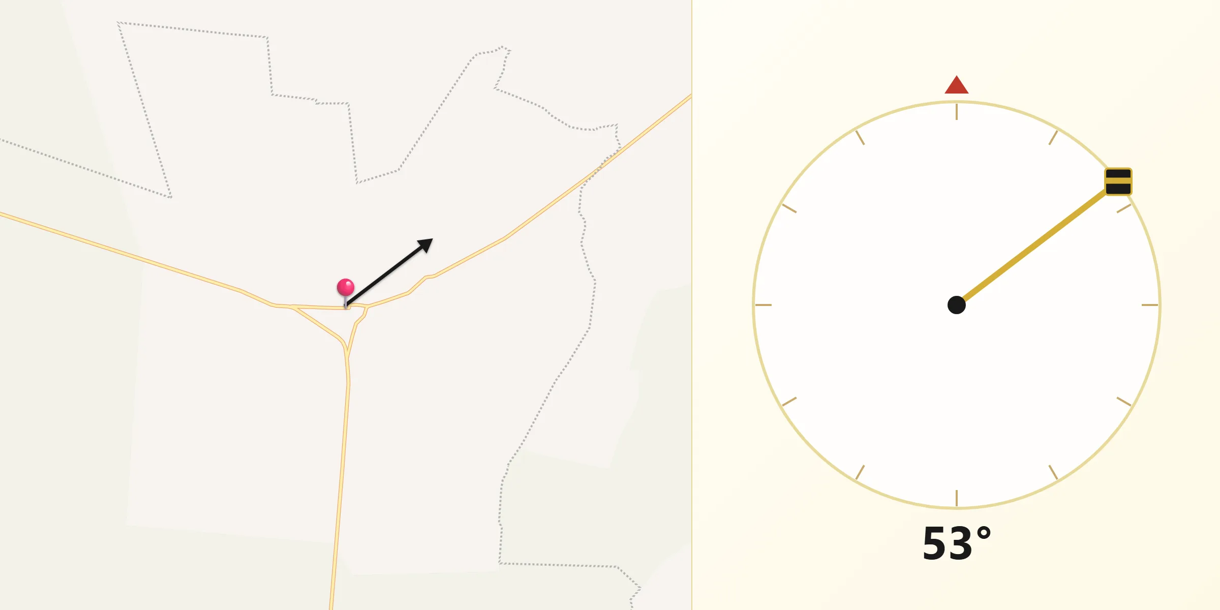 Dirección de la Qibla desde Santa Elena