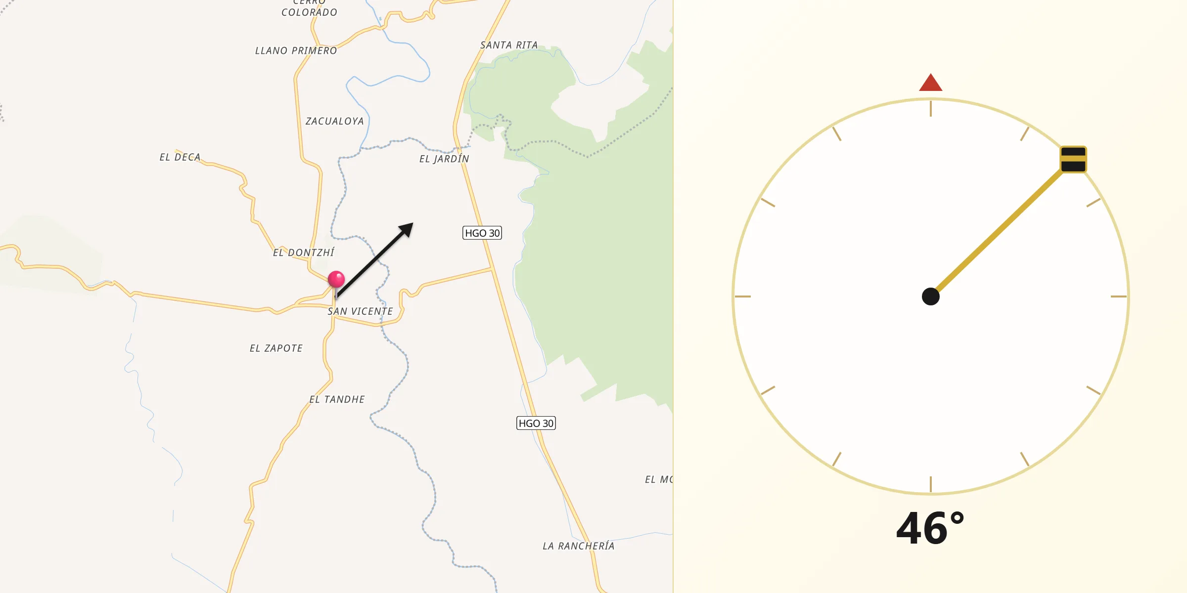 Dirección de la Qibla desde Chilcuautla