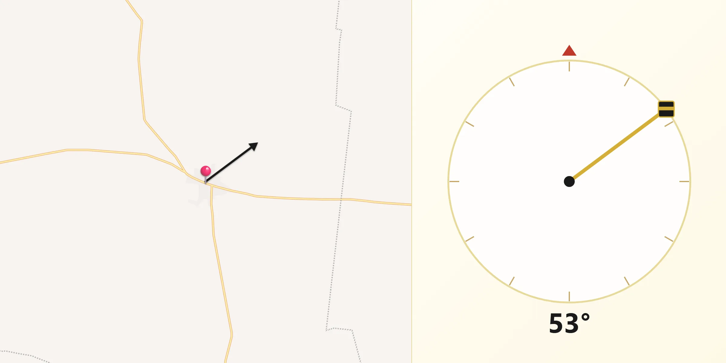 Dirección de la Qibla desde Tiholop