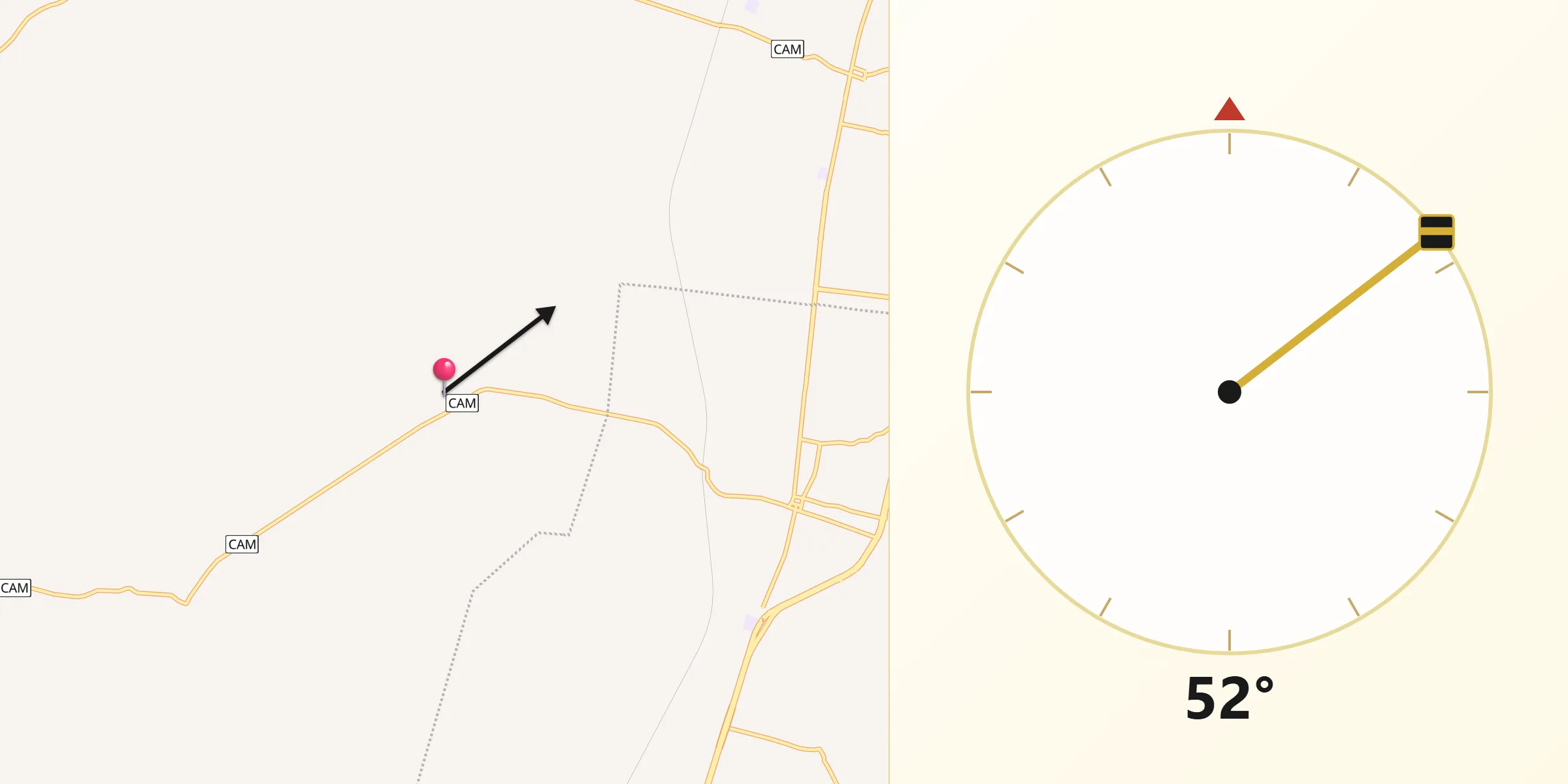Dirección de la Qibla desde Santa Cruz Pueblo