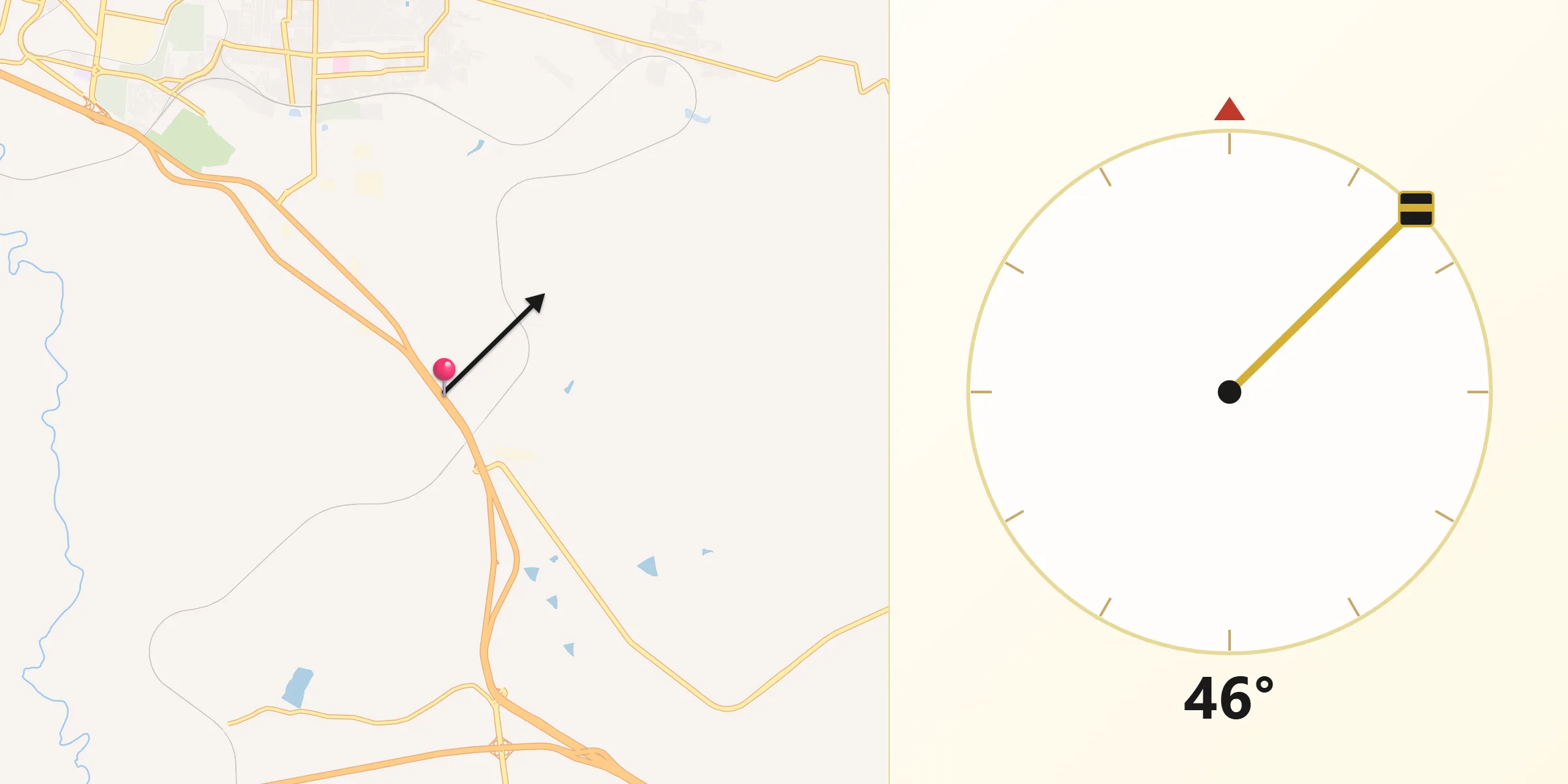 Dirección de la Qibla desde Palmillas