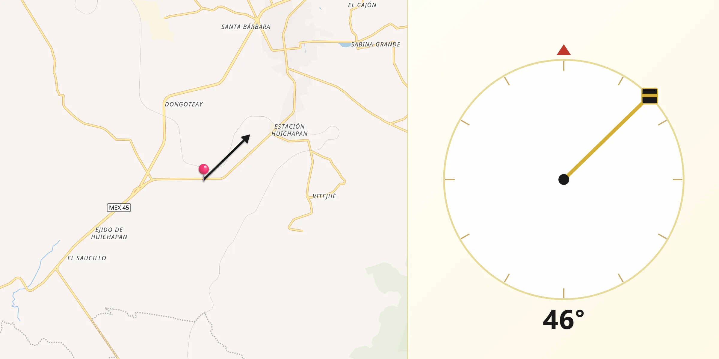 Dirección de la Qibla desde San José Atlán