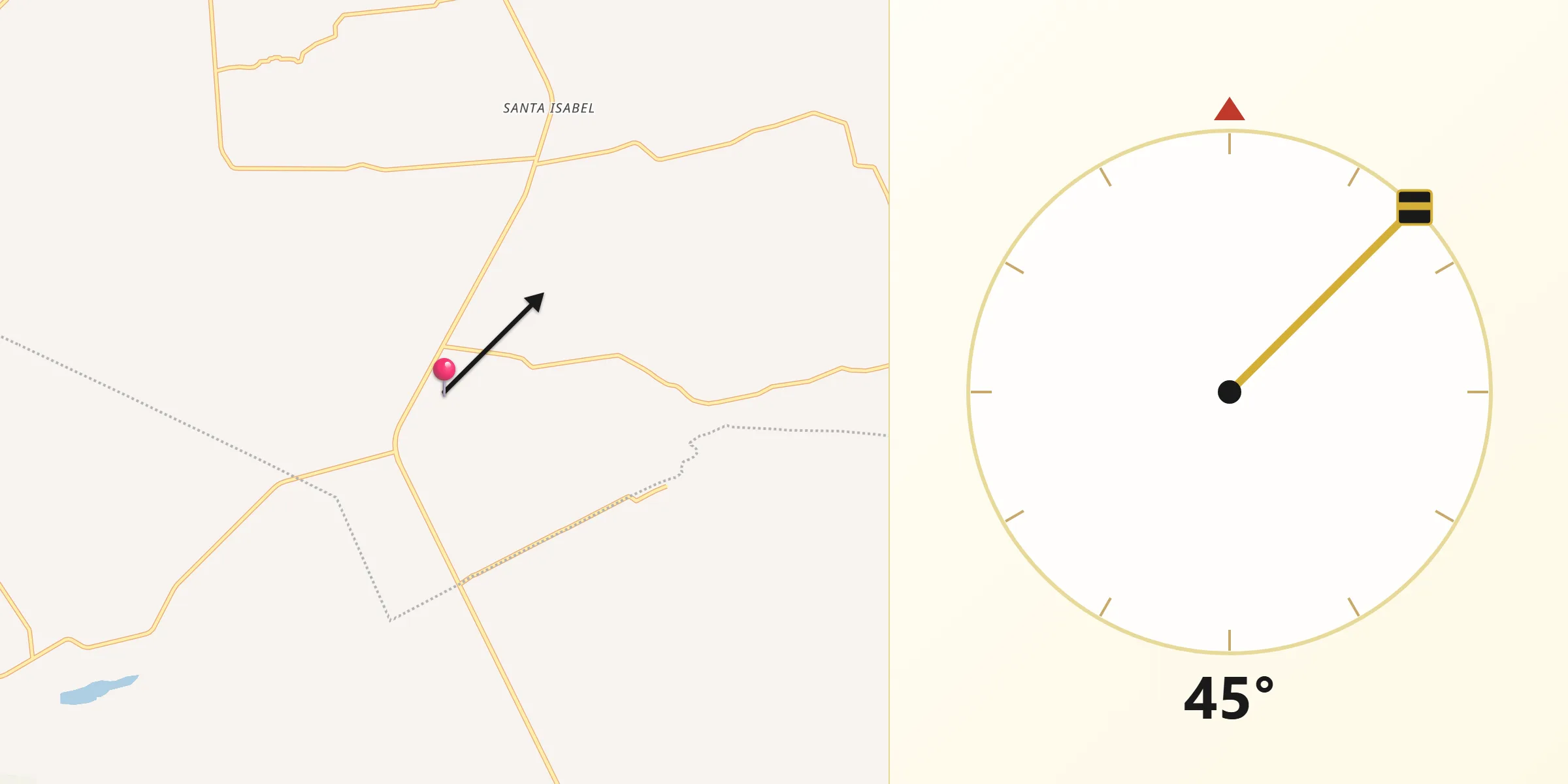 Dirección de la Qibla desde La Cuevita