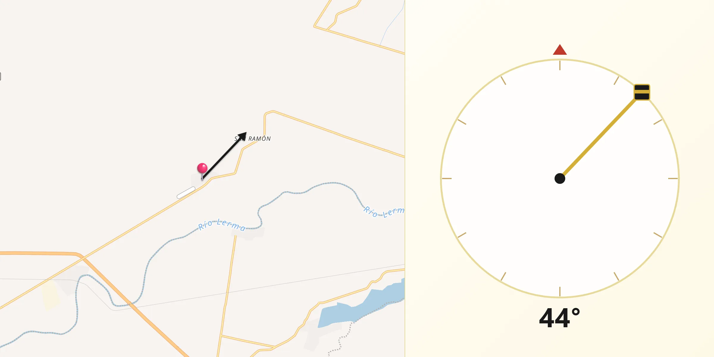 Dirección de la Qibla desde El Loreto Occidental