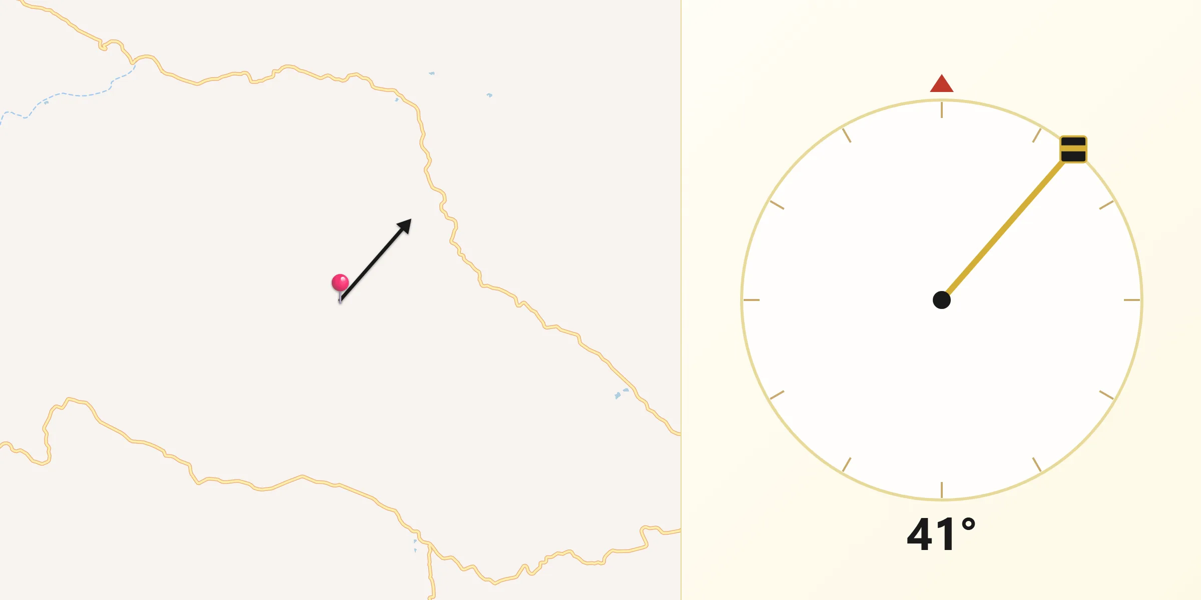 Dirección de la Qibla desde Cabo Corrientes