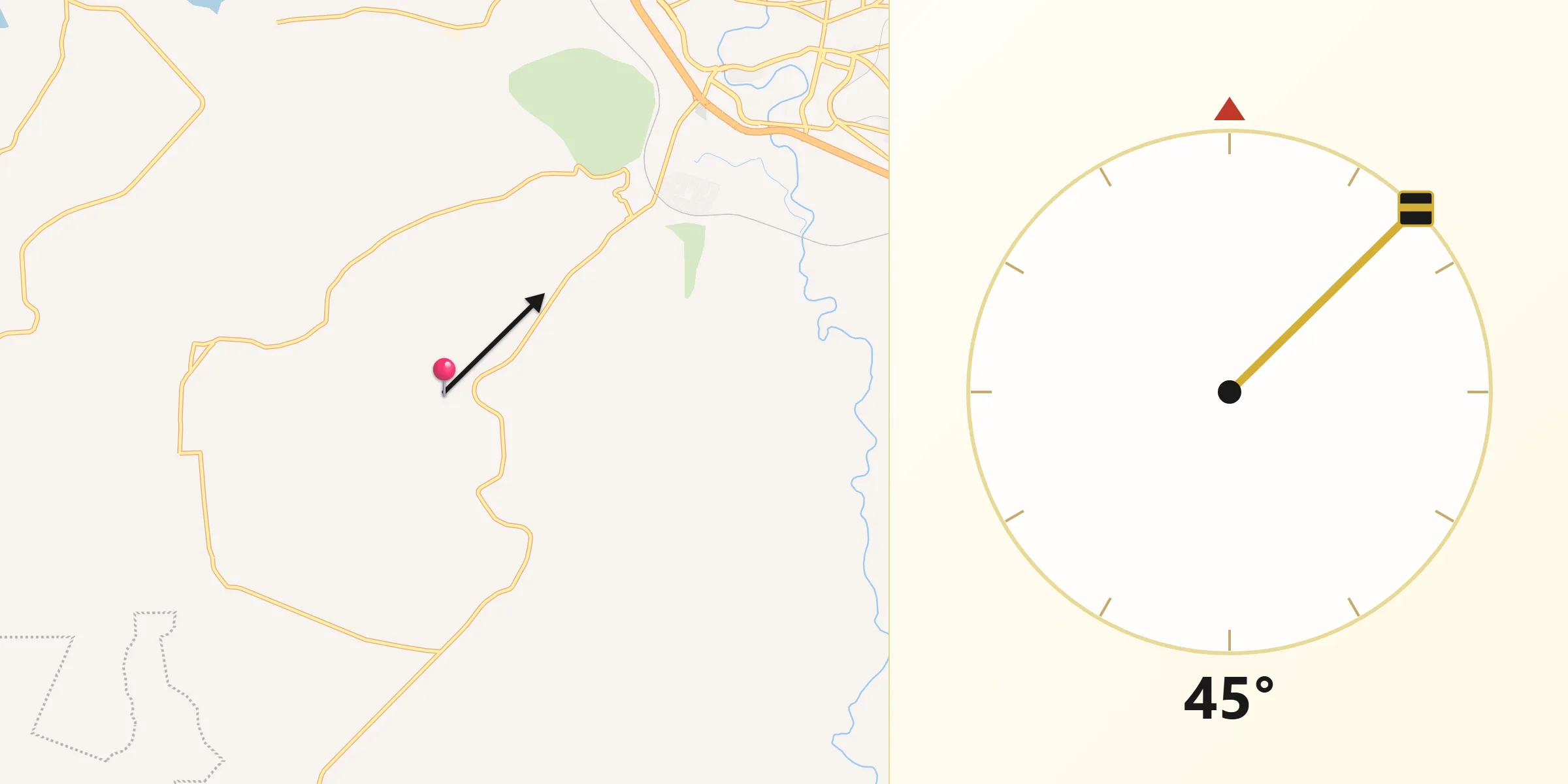 Dirección de la Qibla desde El Jazmín
