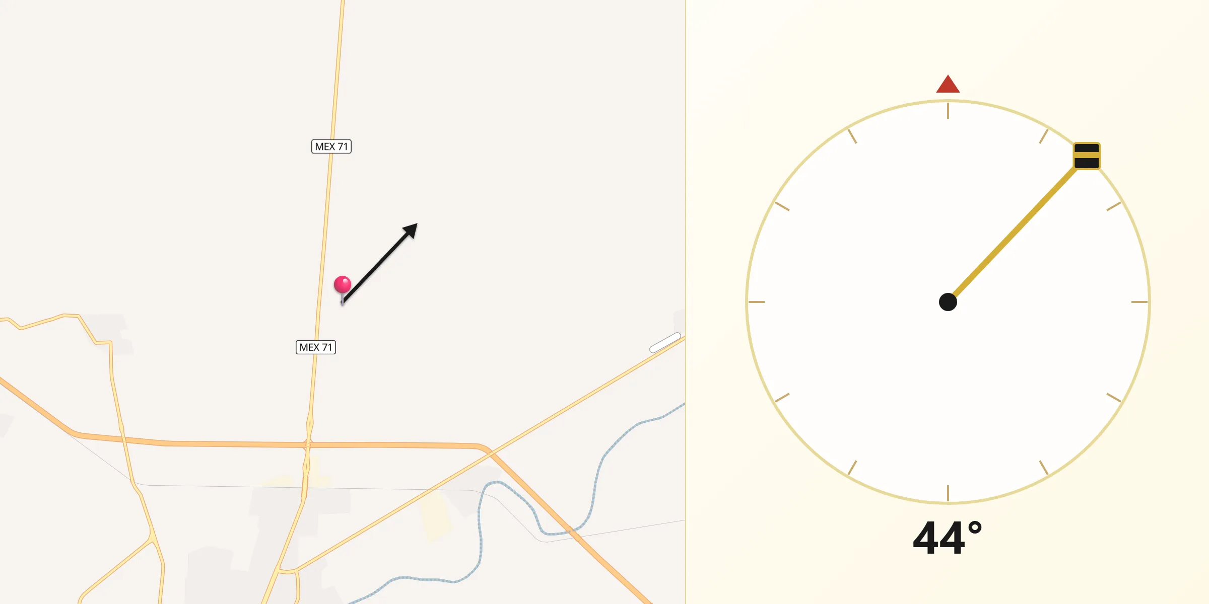 Dirección de la Qibla desde La Paz de Ordaz