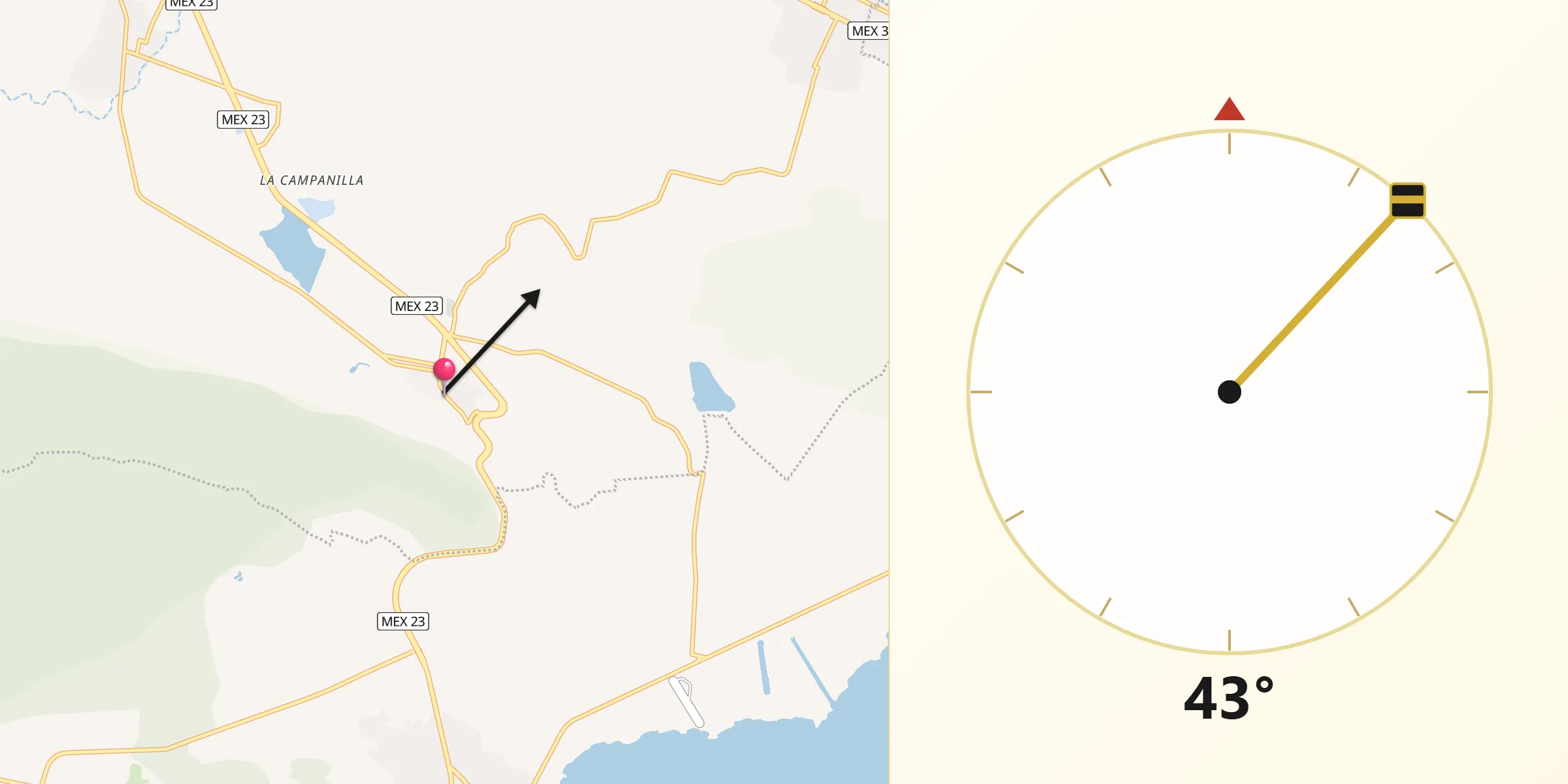 Dirección de la Qibla desde Ixtlahuacán de los Membrillos