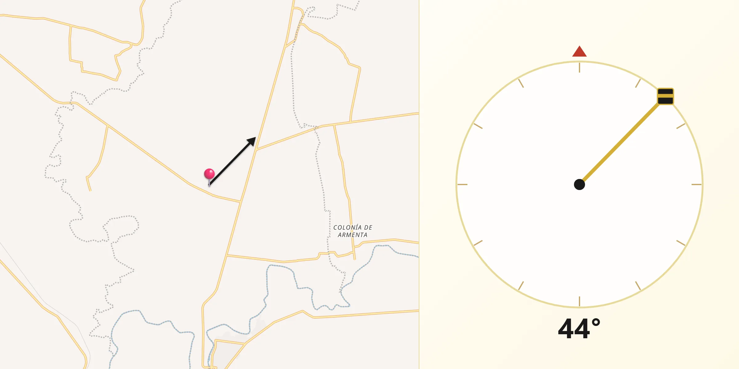Dirección de la Qibla desde El Varal