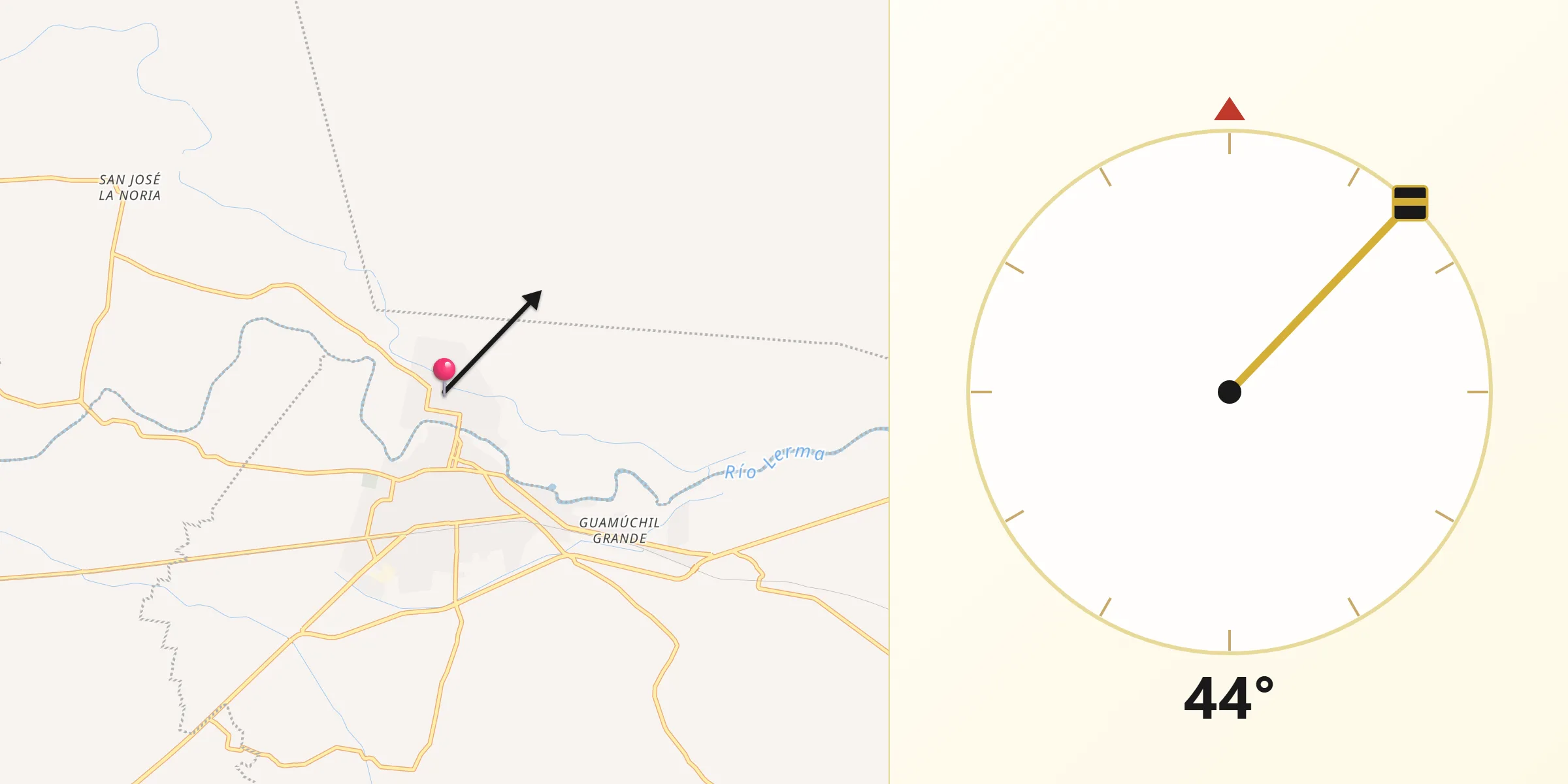 Dirección de la Qibla desde La Ribera
