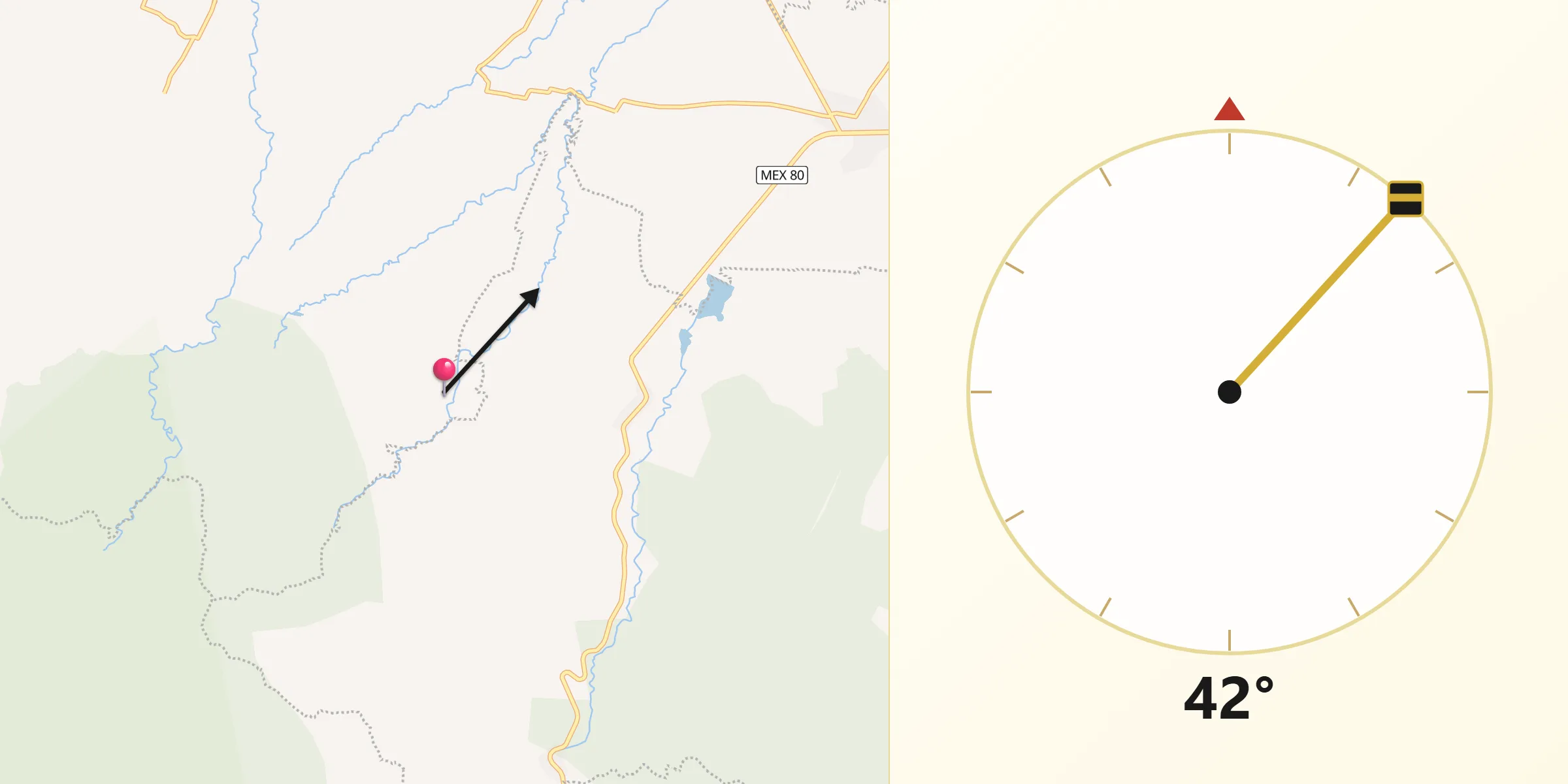 Dirección de la Qibla desde Camajapita