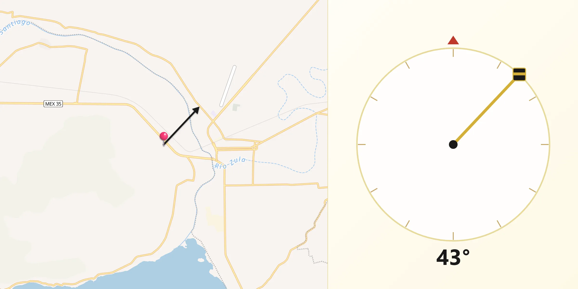 Dirección de la Qibla desde Colonia la Granjena