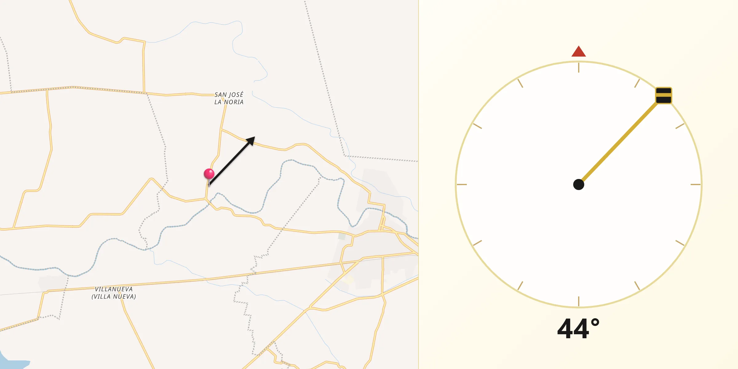 Dirección de la Qibla desde La Concepción