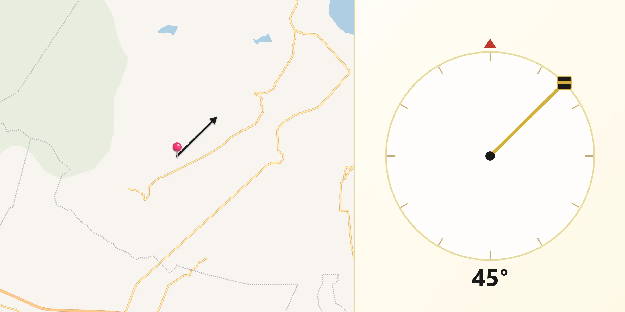 Dirección de la Qibla desde Laguna de Vaquerías