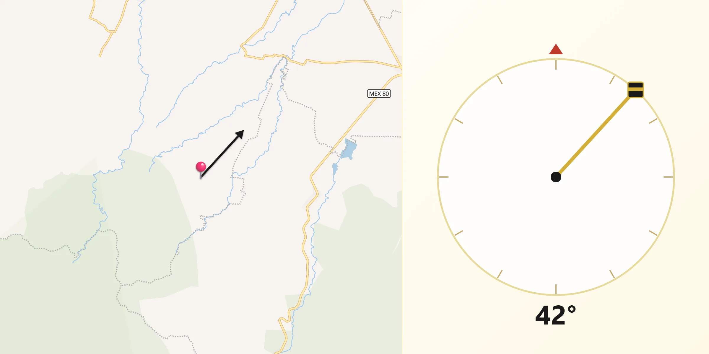 Dirección de la Qibla desde San Jacintito